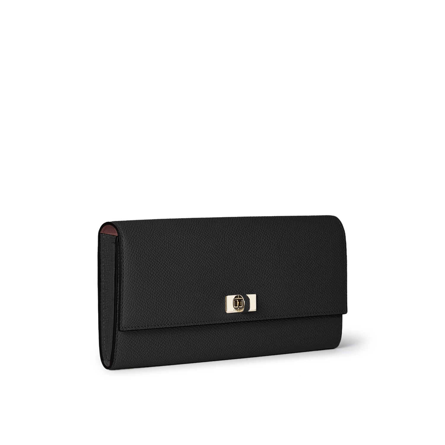 Vittoria Long Wallet Nobile Leather (Black × Bordeaux)