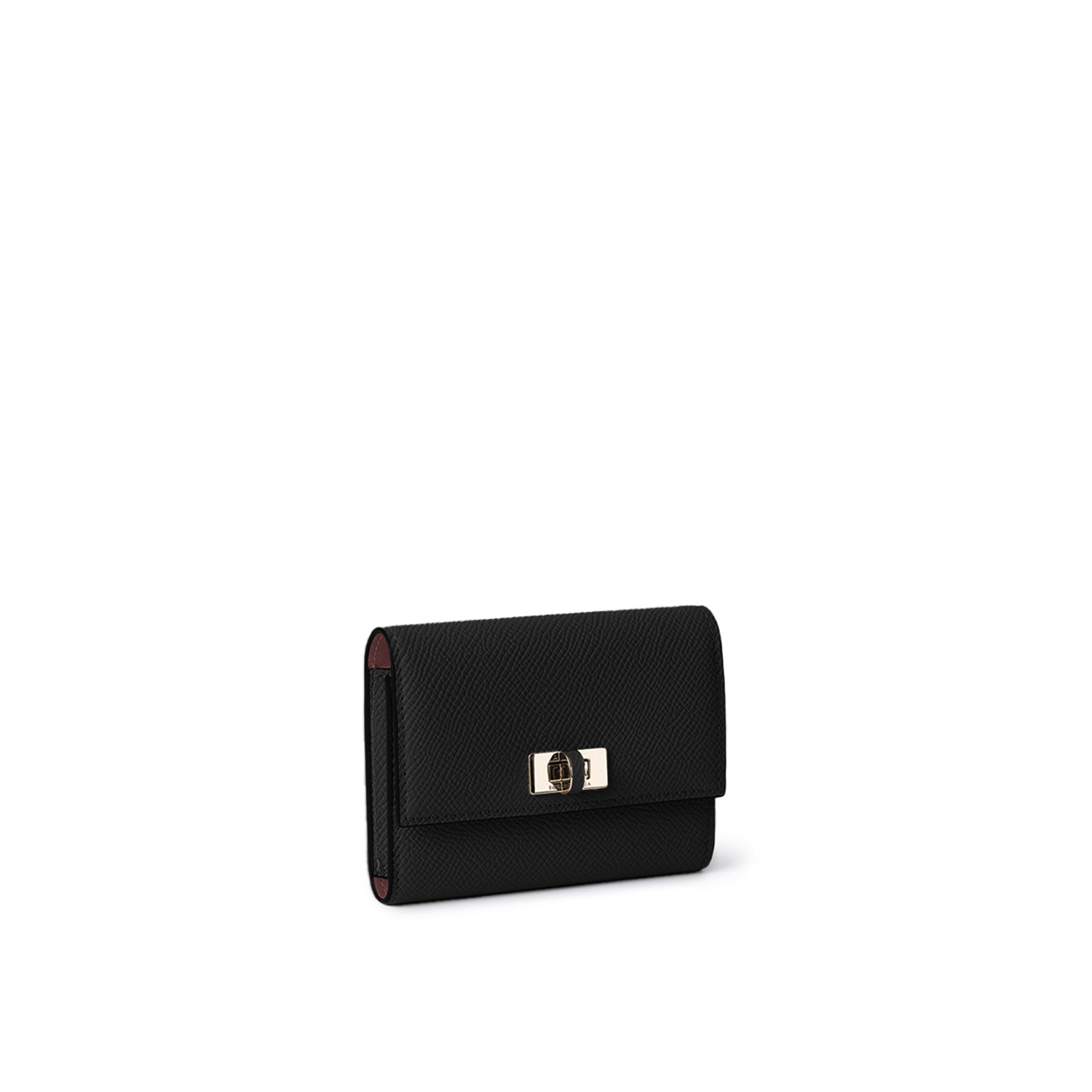 Vittoria Compact Wallet Nobile Leather (Black × Bordeaux)