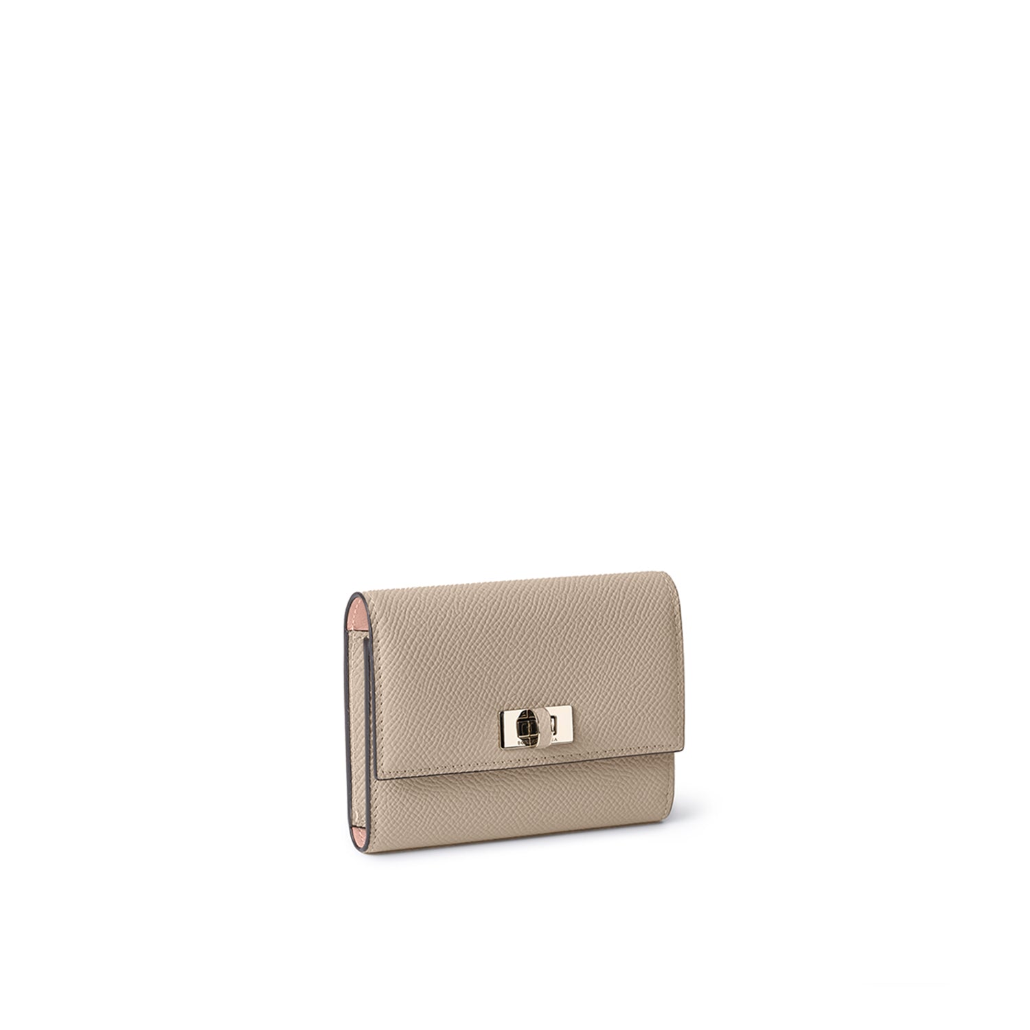 Vittoria Compact Wallet Nobile Leather (Greige × Baby Pink)