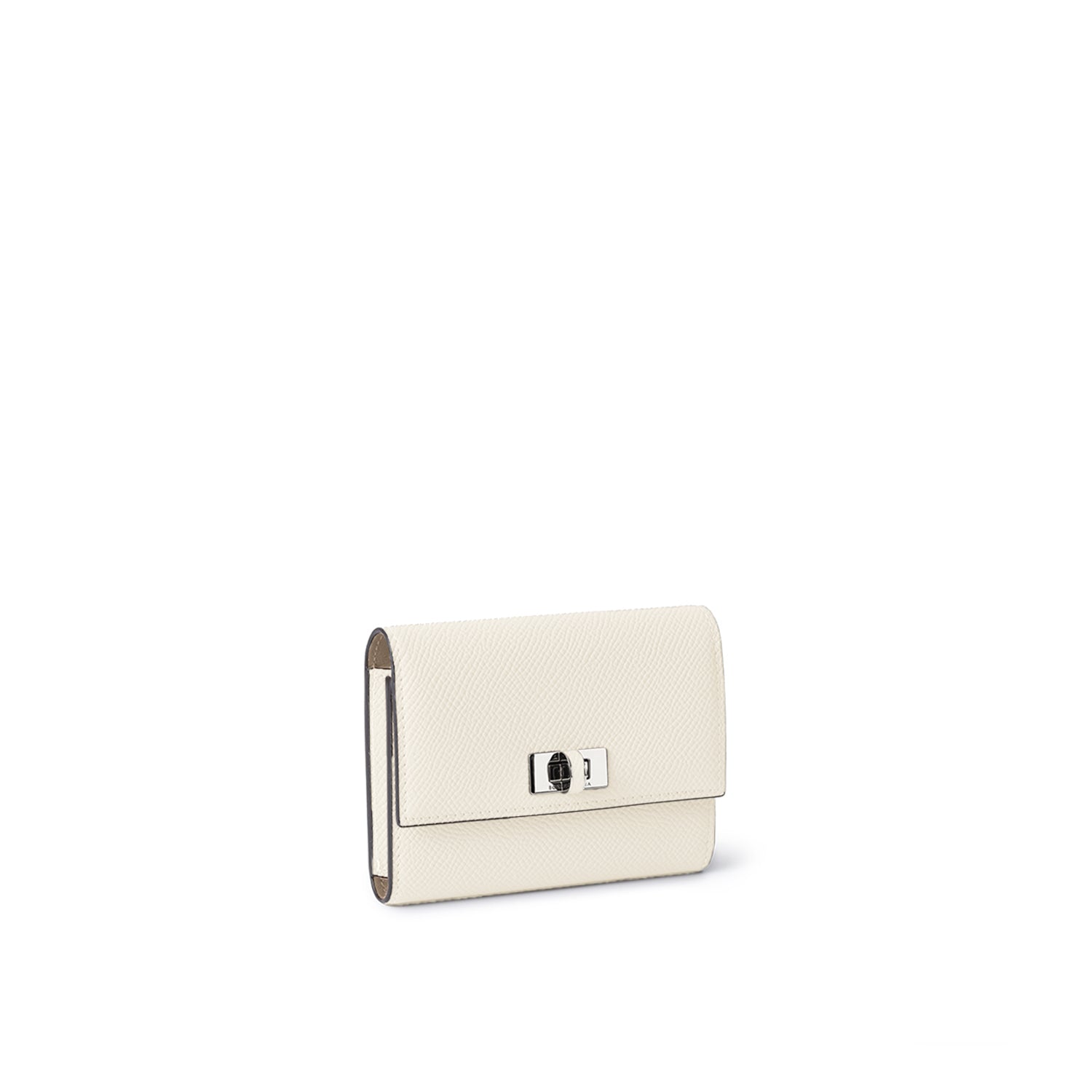Vittoria Compact Wallet Nobile Leather (White × Etoupe)