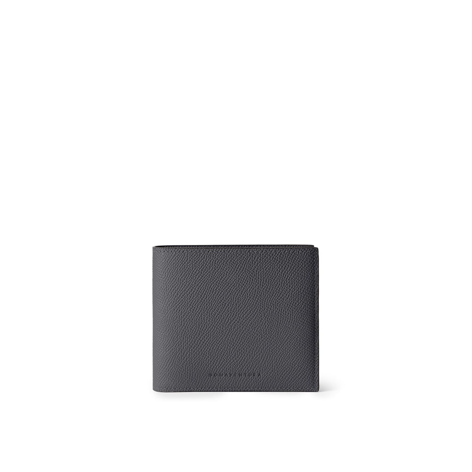 Bi-color Bi-fold Wallet Nobile Leather (Charcoal Gray × Jeans Blue)