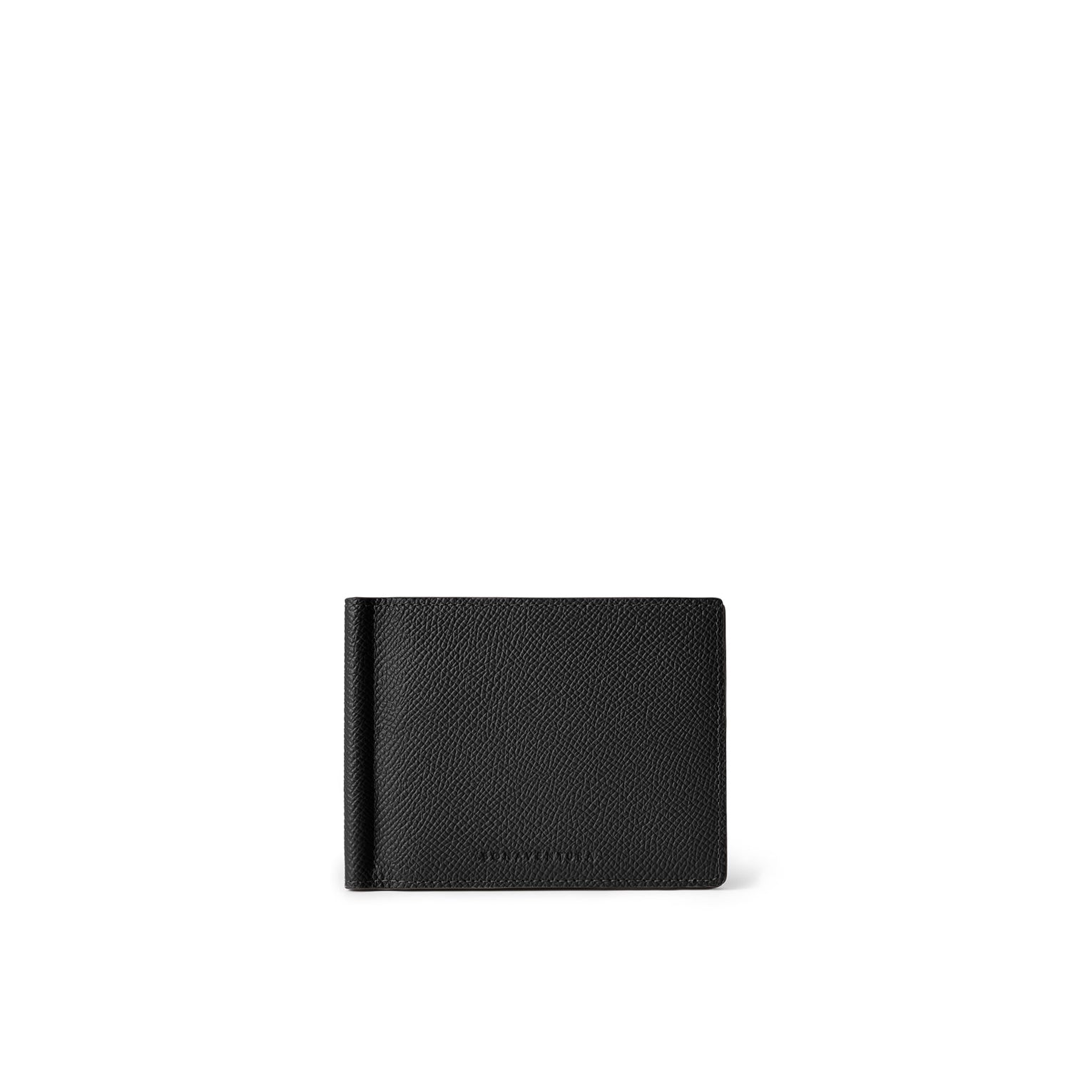 Bi-color Bi-fold Bill Clip with Coin Pocket Nobile Leather (Black × Navy)