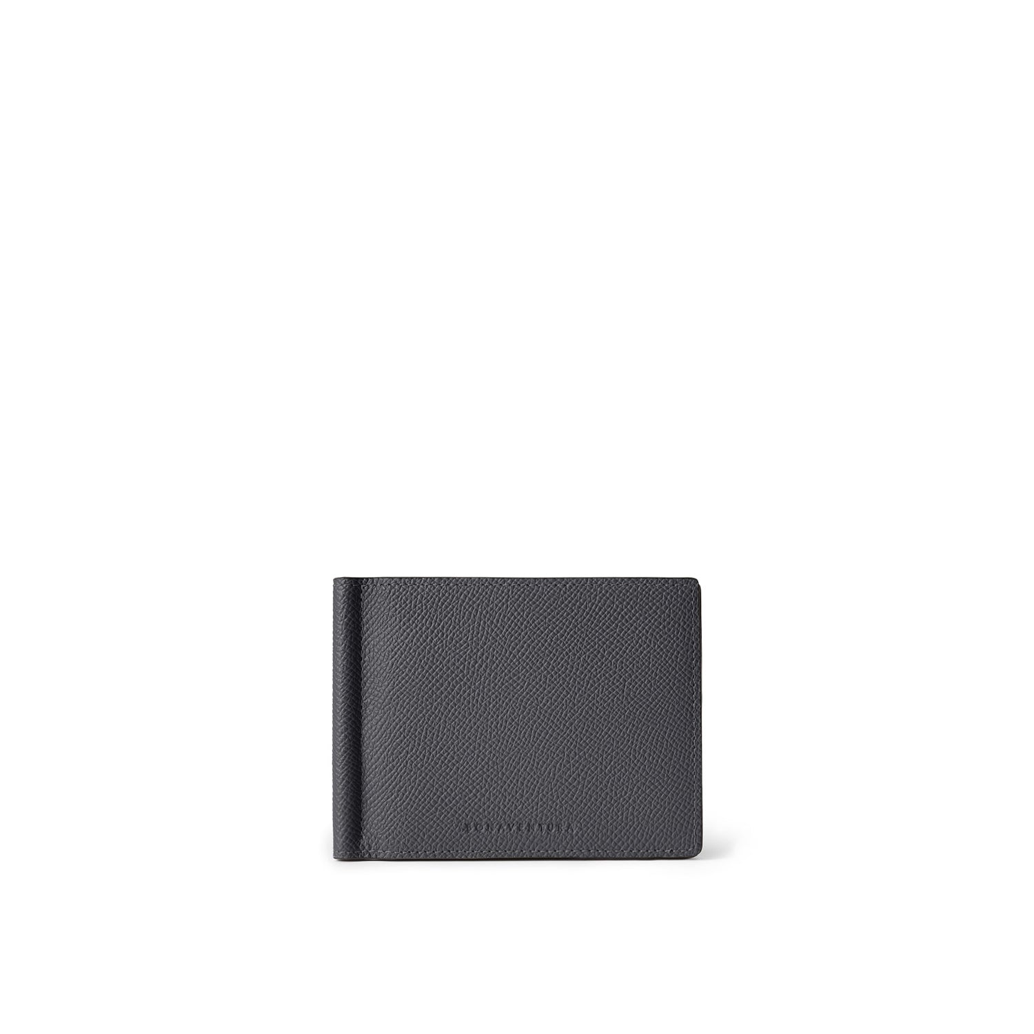 Bi-color Bi-fold Bill Clip with Coin Pocket Nobile Leather (Charcoal Gray × Jeans Blue)