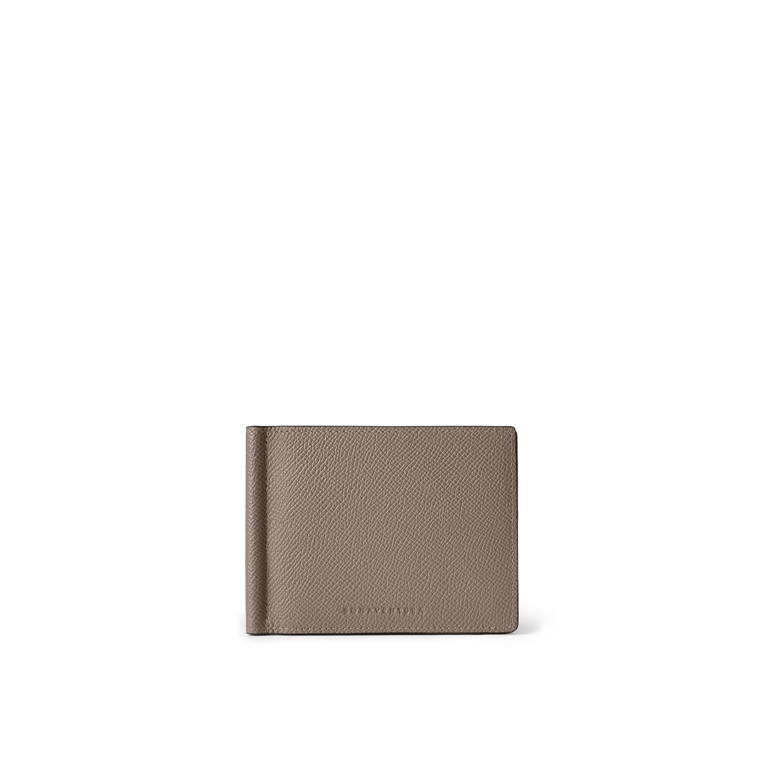 Bi-color Bi-fold Bill Clip with Coin Pocket Nobile Leather (Etoupe × Bordeaux)