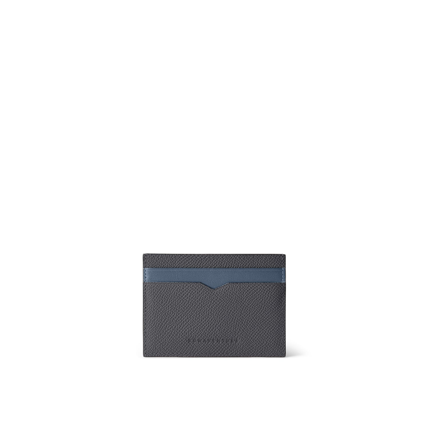Bi-color Slim Card Case Nobile Leather (Charcoal Gray × Jeans Blue)