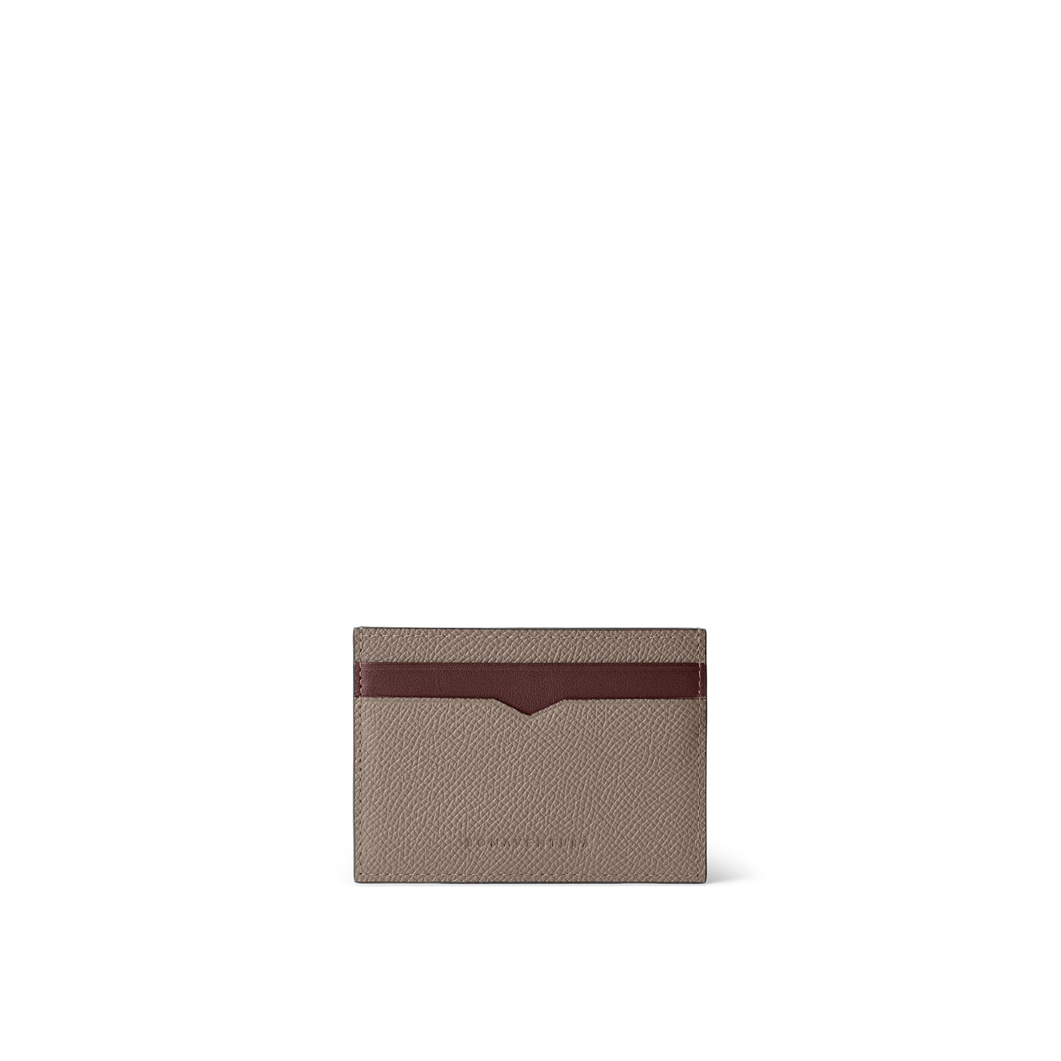 Bi-color Slim Card Case Nobile Leather (Etoupe × Bordeaux)