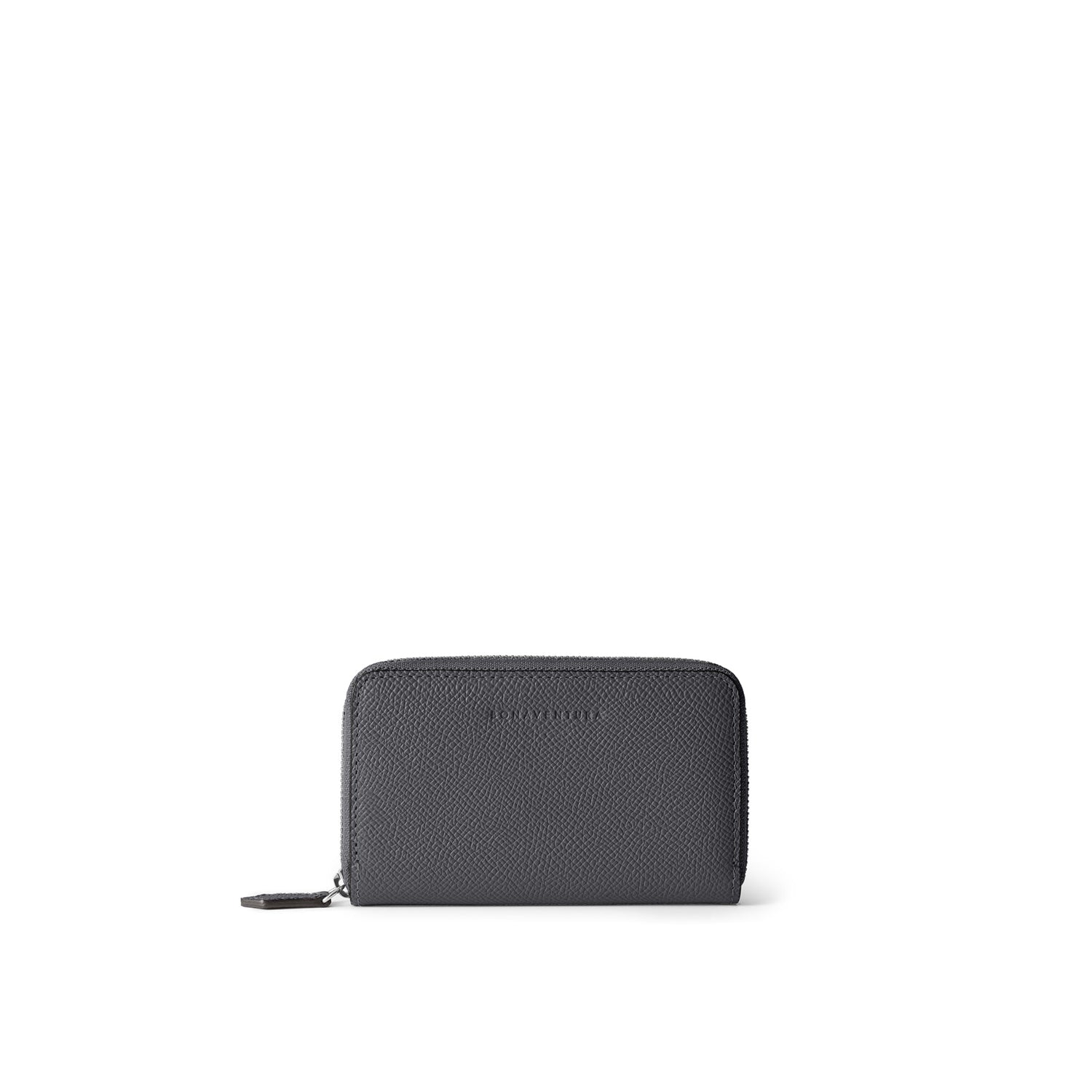 Bi-color Compact Wallet Nobile Leather (Charcoal Gray × Jeans Blue)