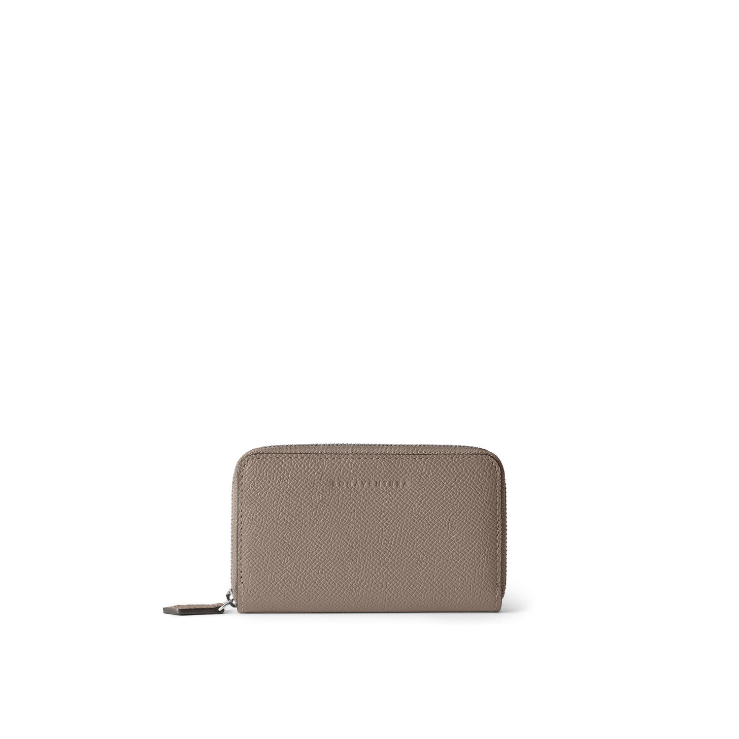 Bi-color Compact Wallet Nobile Leather (Etoupe × Bordeaux)