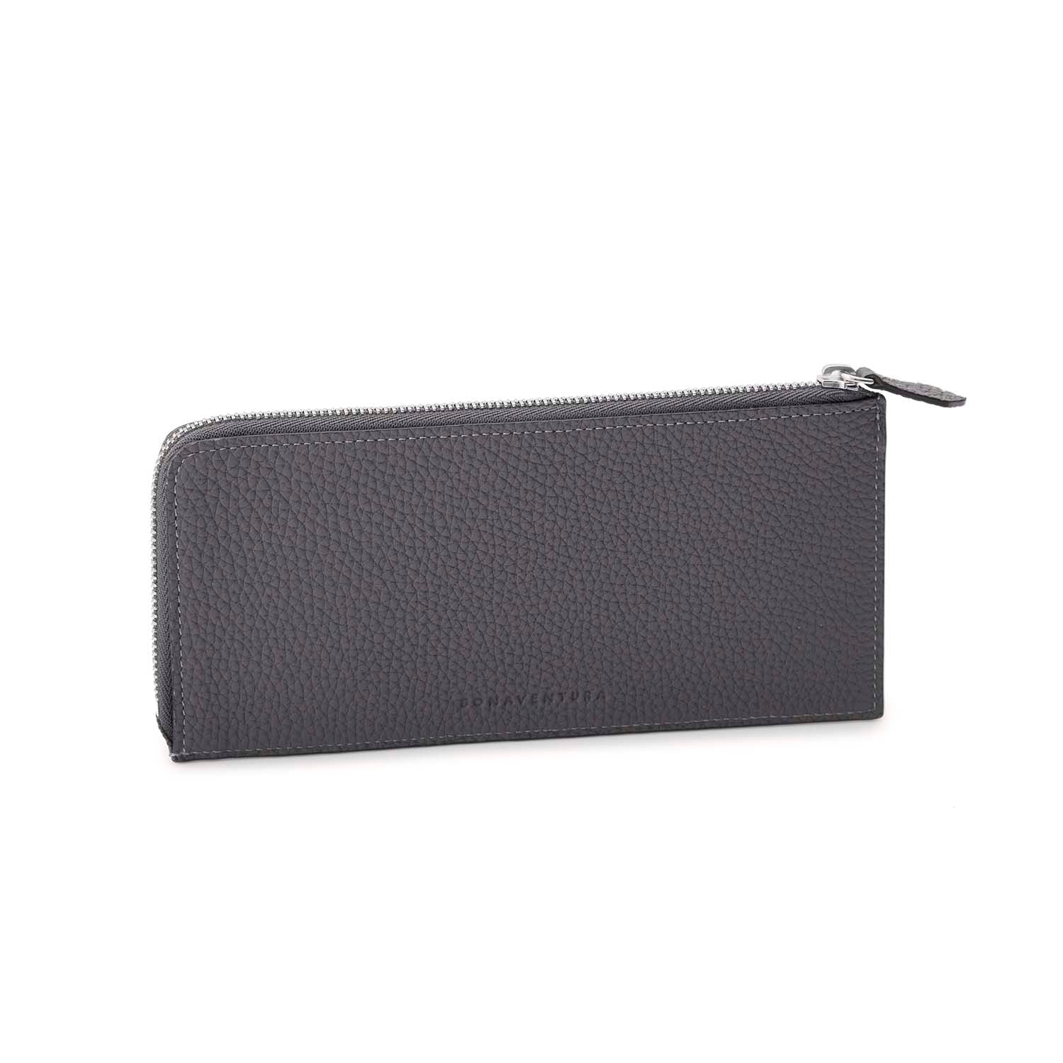 Long L-Zip Wallet Shrink Leather (Charcoal Gray)