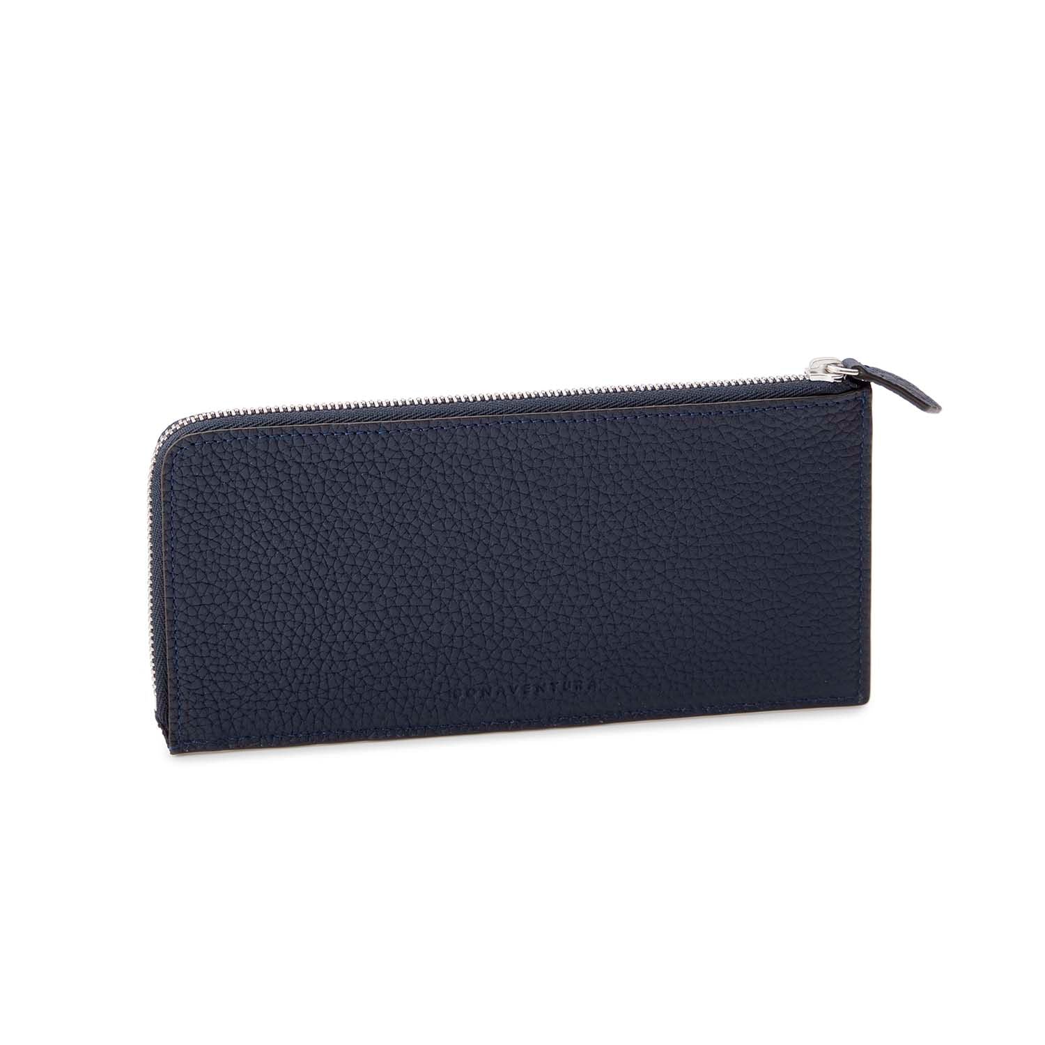 Long L-Zip Wallet Shrink Leather (Navy)