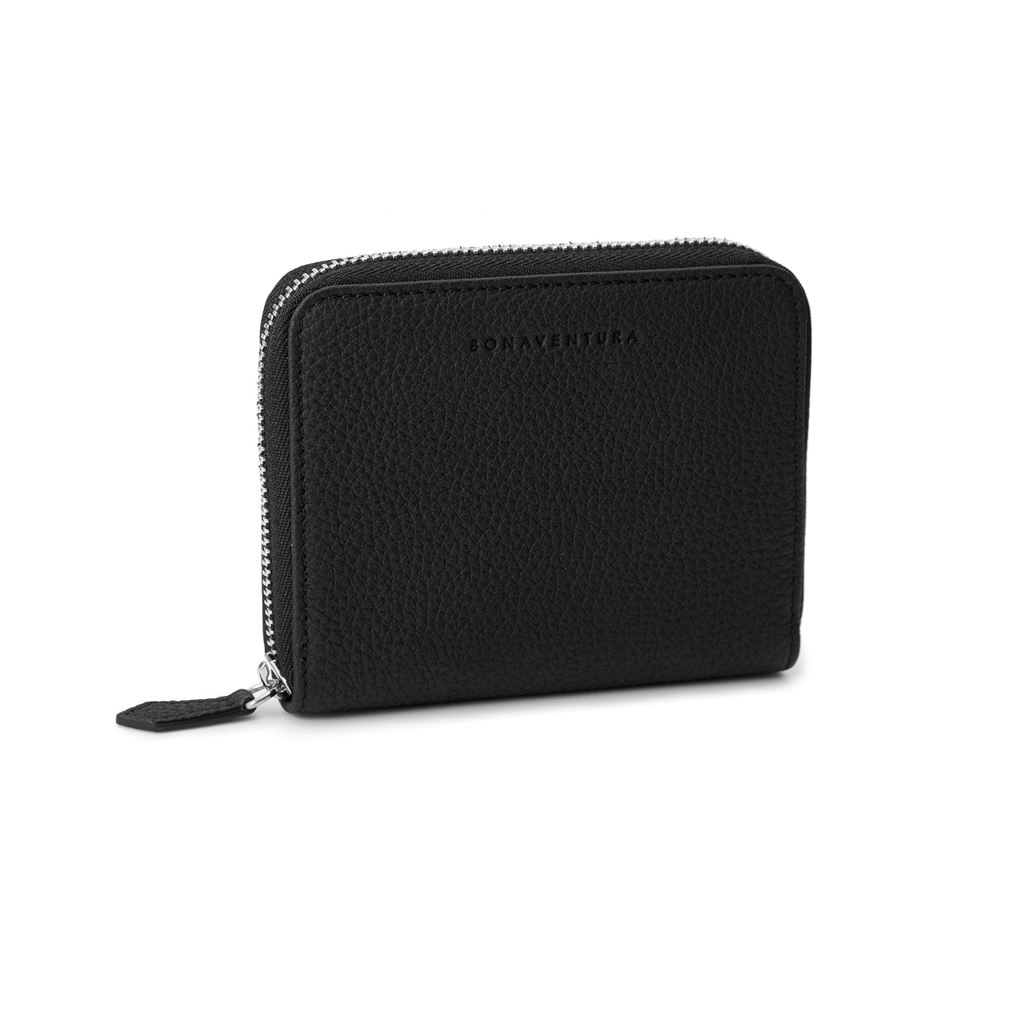 Men's Small Round Zip Wallet Shrink Leather (Black)