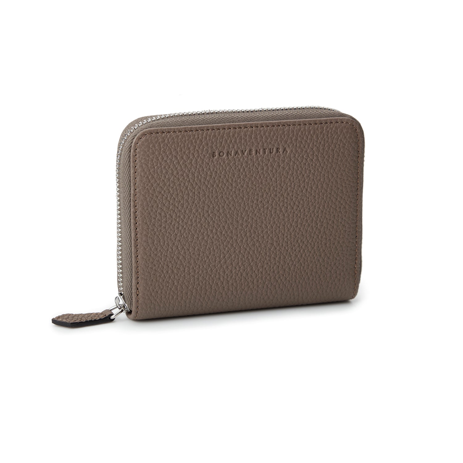 Men's Small Round Zip Wallet Shrink Leather (Etoupe)