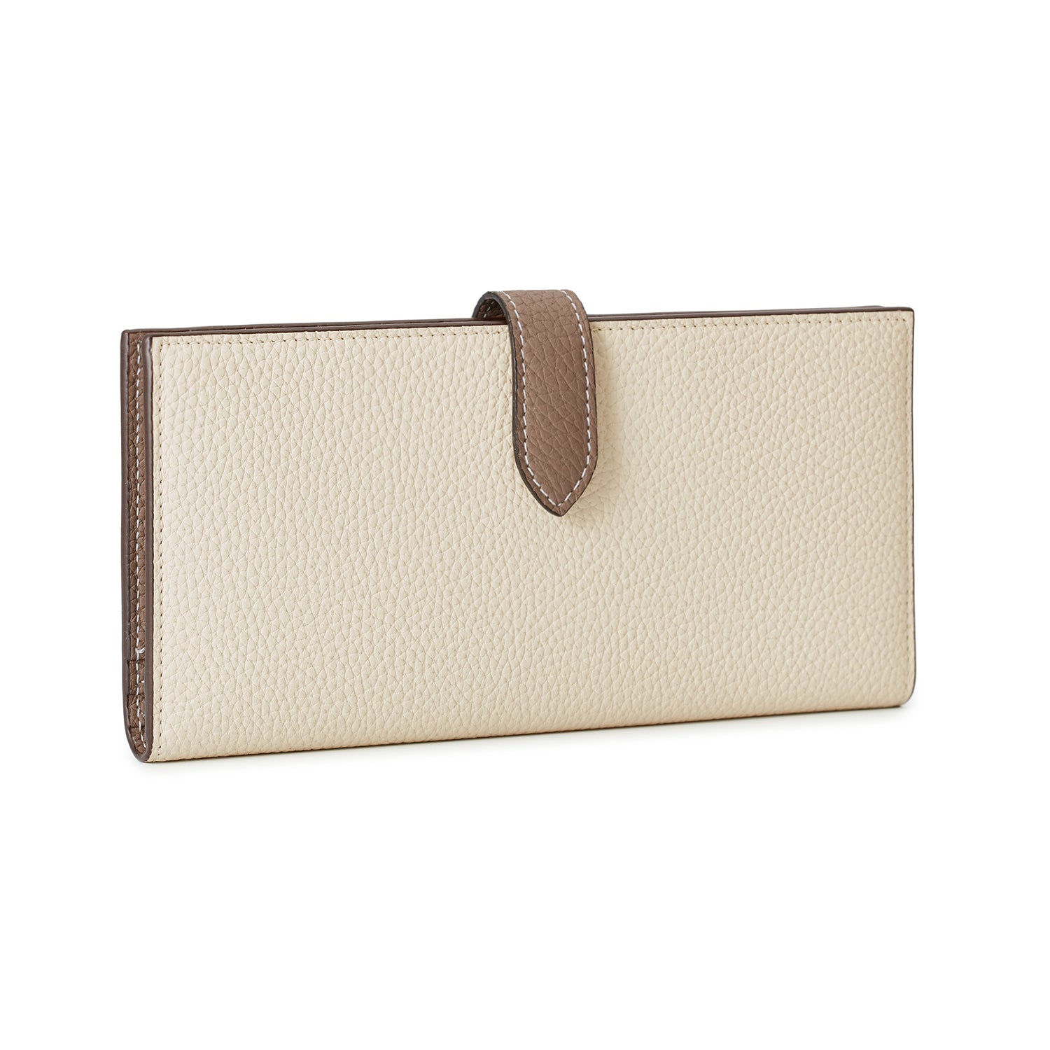 Belted Long Wallet Shrink Leather (Ivory × Etoupe)