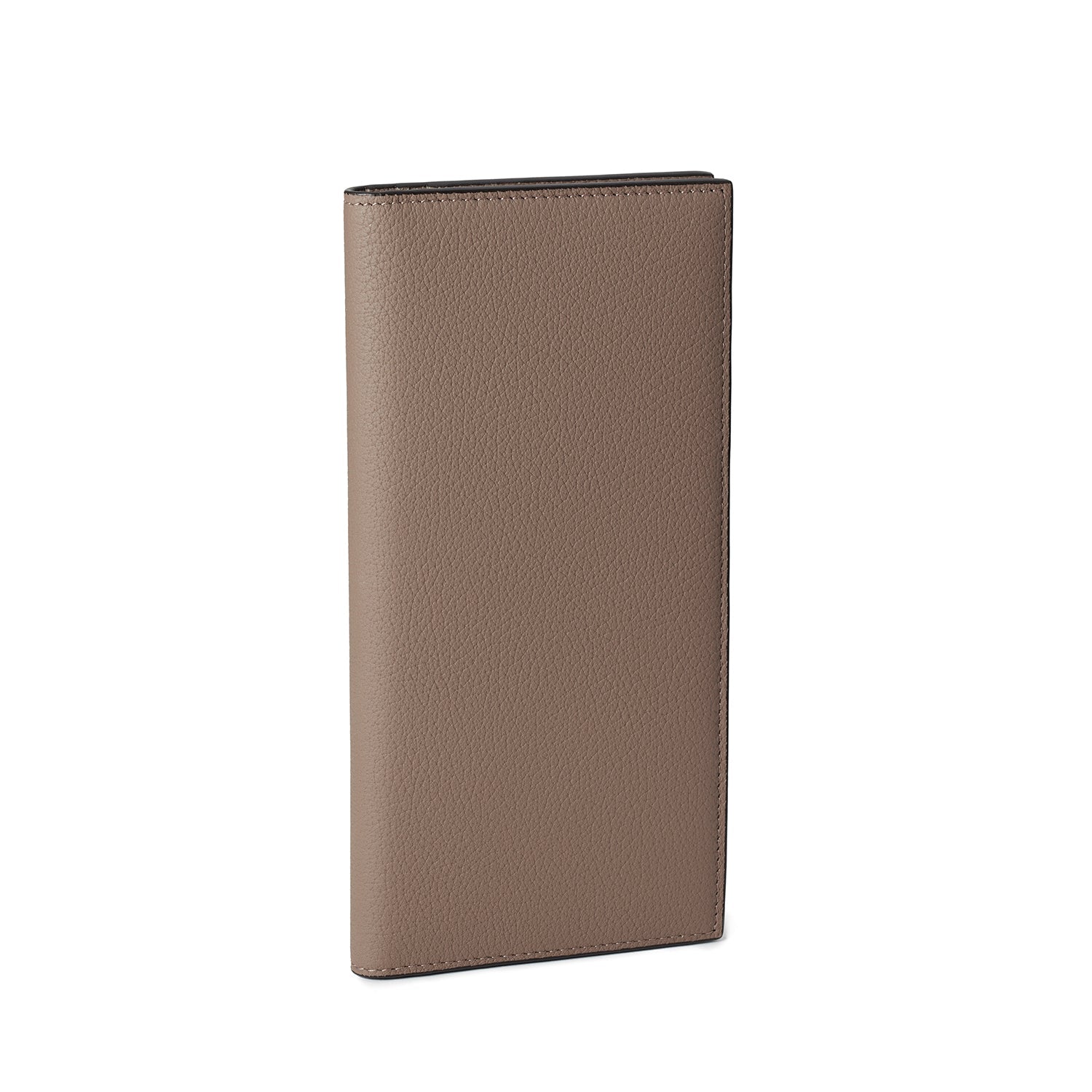 Men's Vertical Long Wallet Shrink Leather (Etoupe)