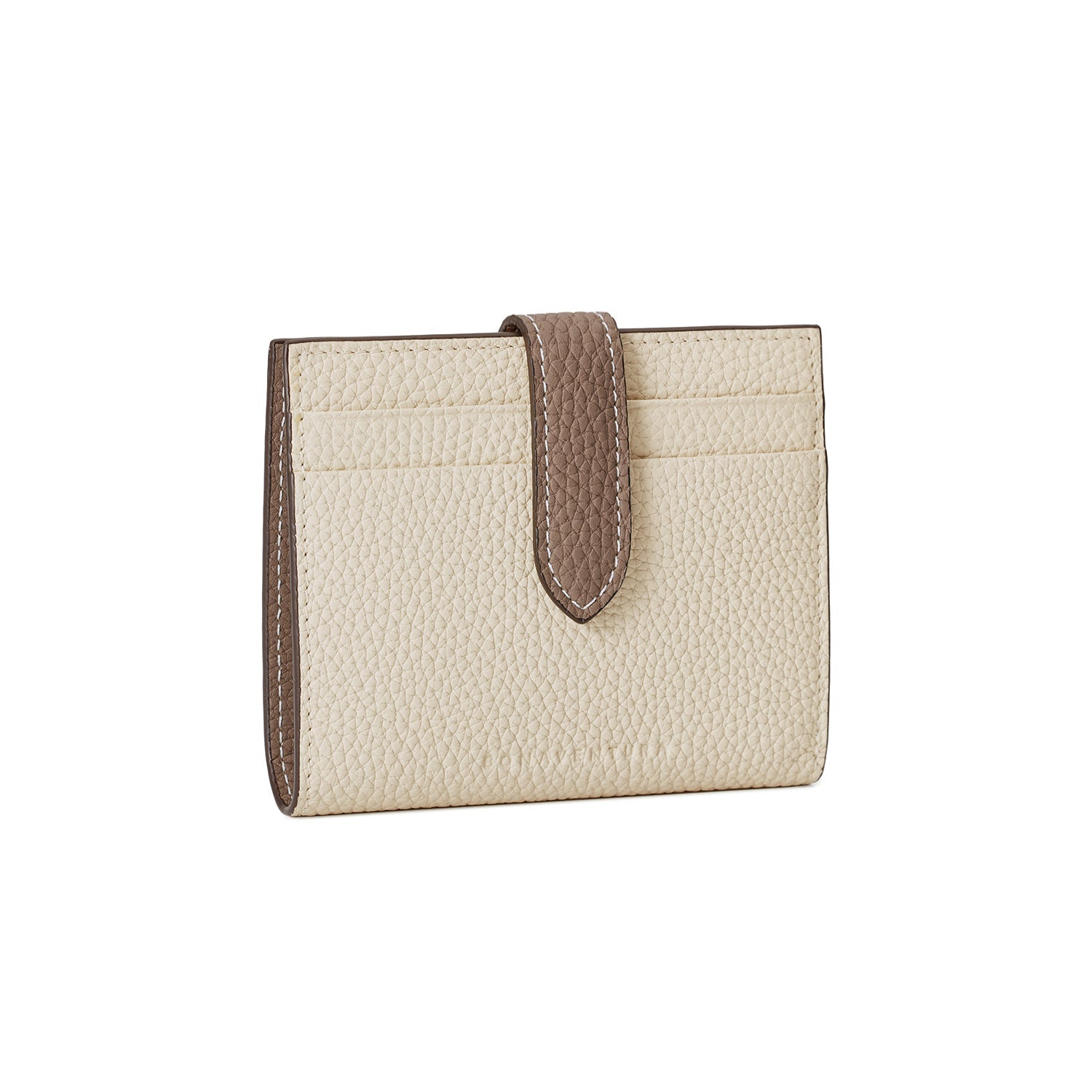 Belted Medium Wallet Bottalato Leather (Ivory × Etoupe)