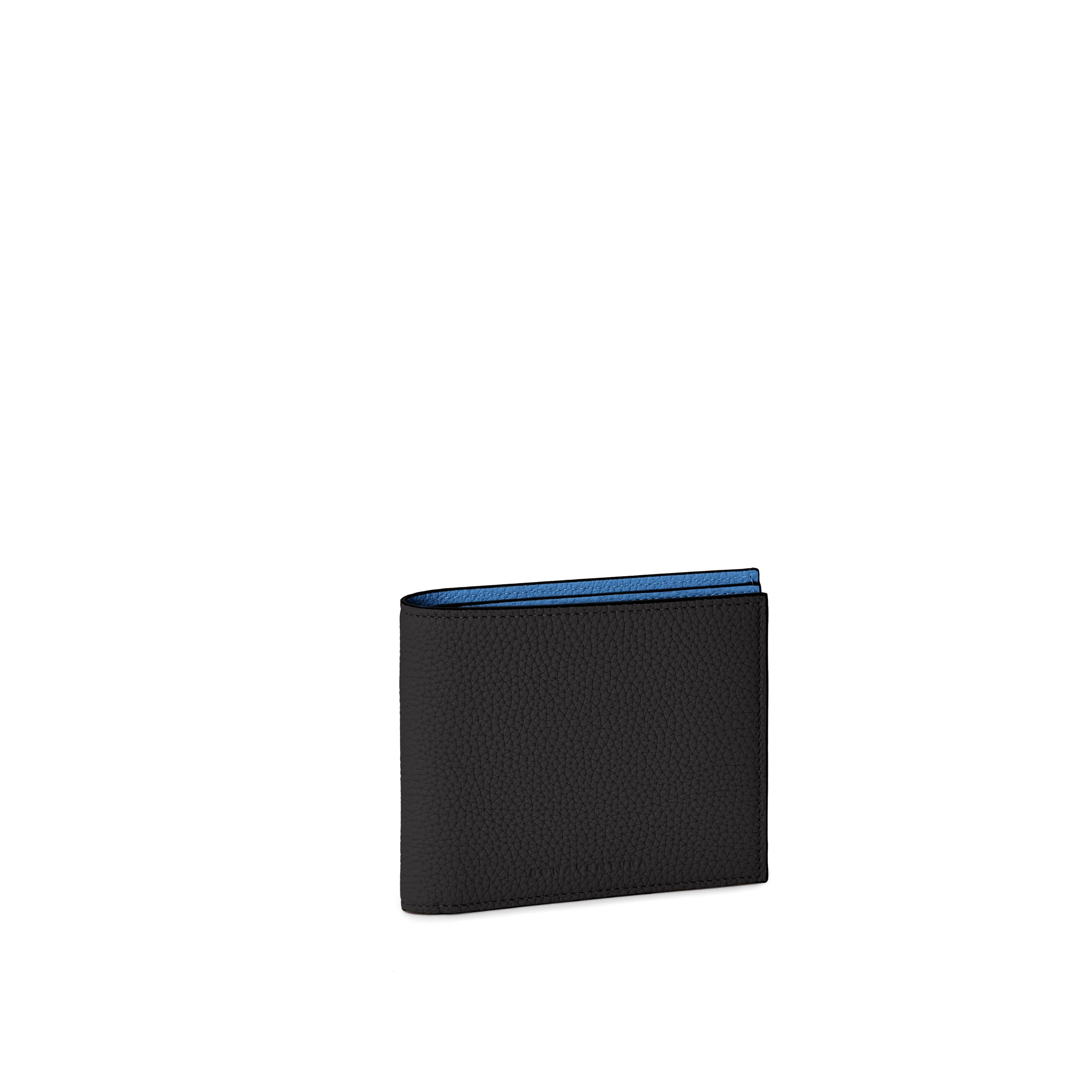SAVOIA × BONAVENTURA Men's Bi-fold Wallet Shrink Leather (Black × Savoia Blue)