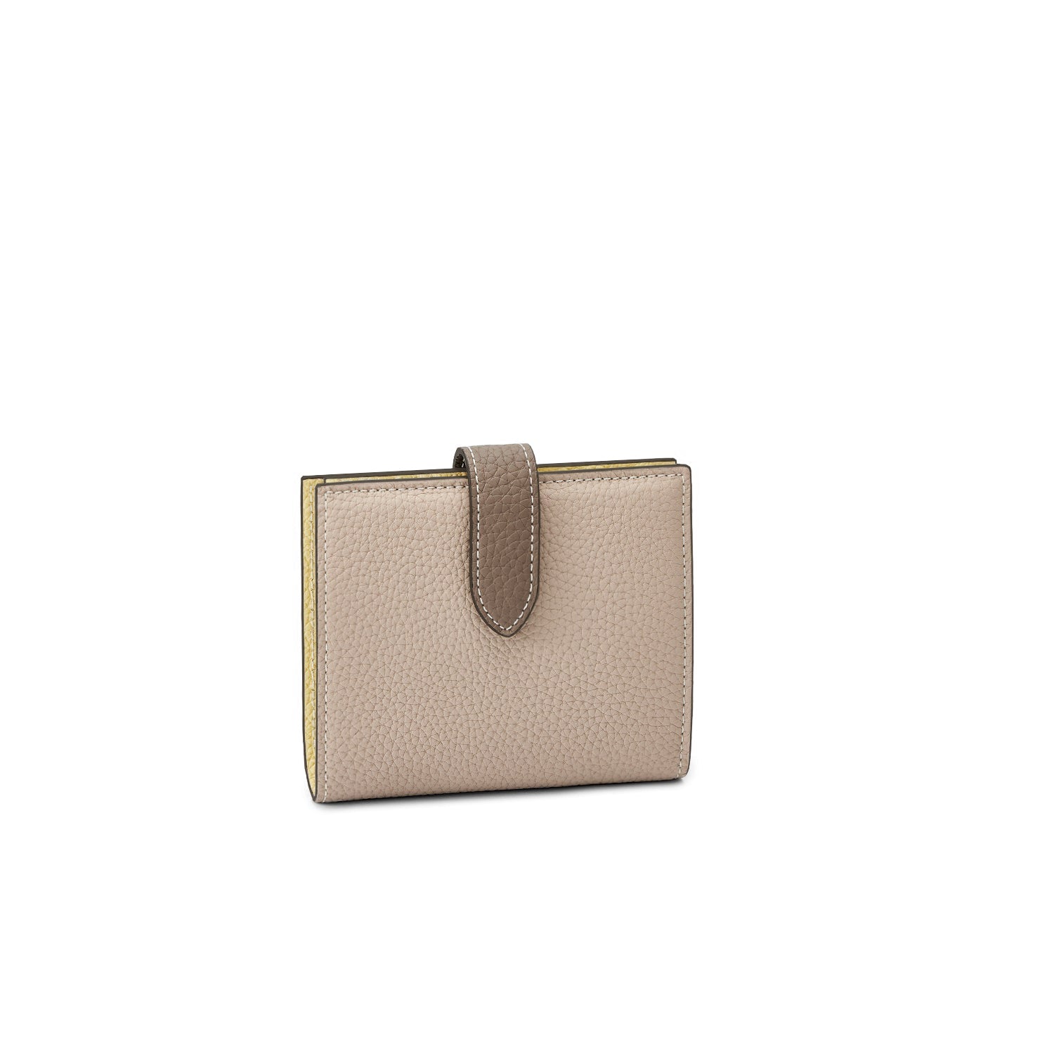 Belted Bi-fold Wallet Shrink Leather (Greige × Yellow)
