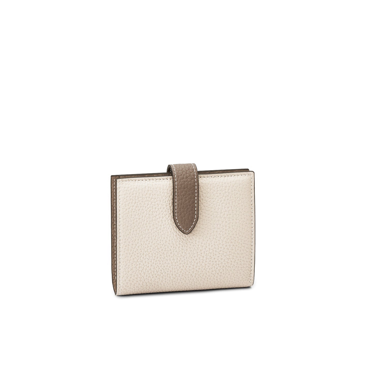 Belted Bi-fold Wallet Shrink Leather (Ivory × Etoupe)