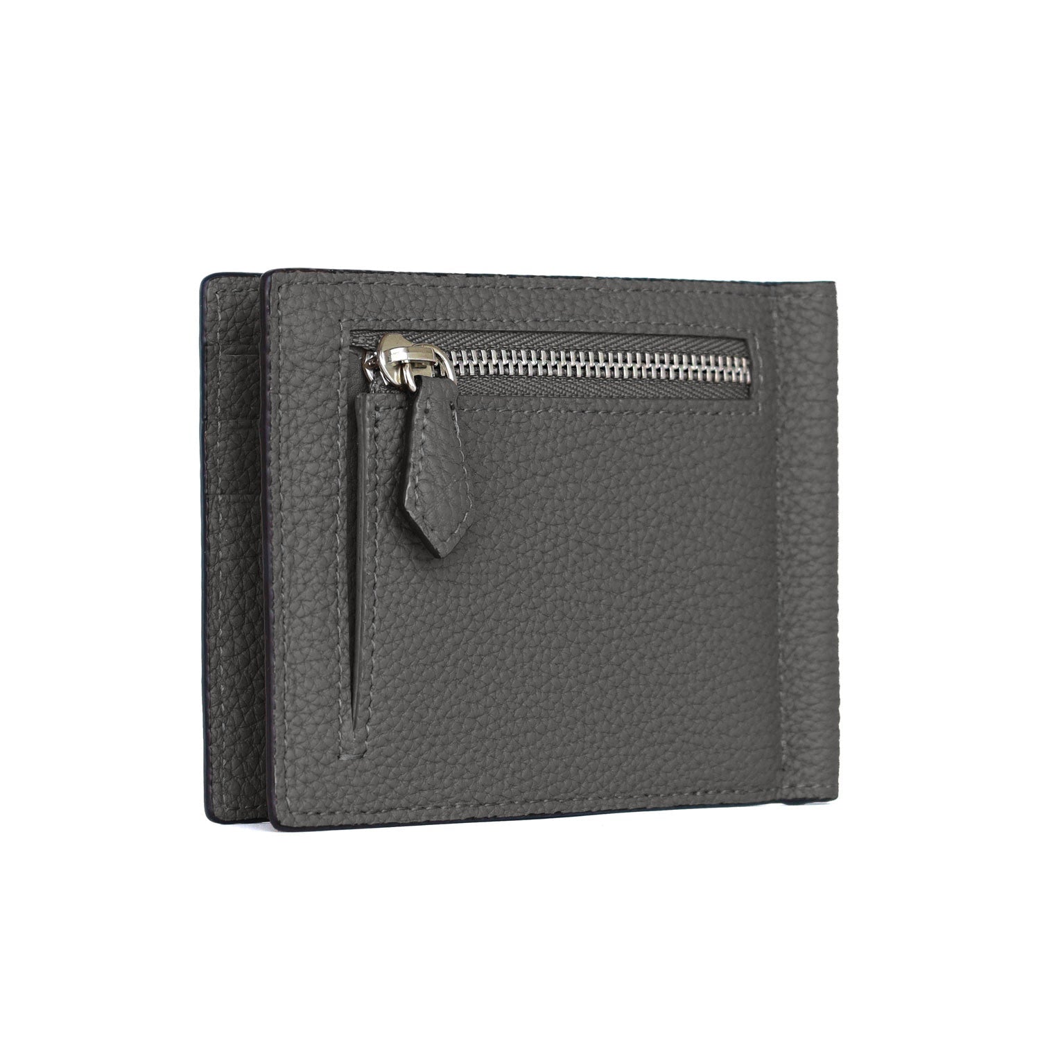 Bi-fold Bill Clip with Coin Pocket Shrink Leather (Charcoal Gray)