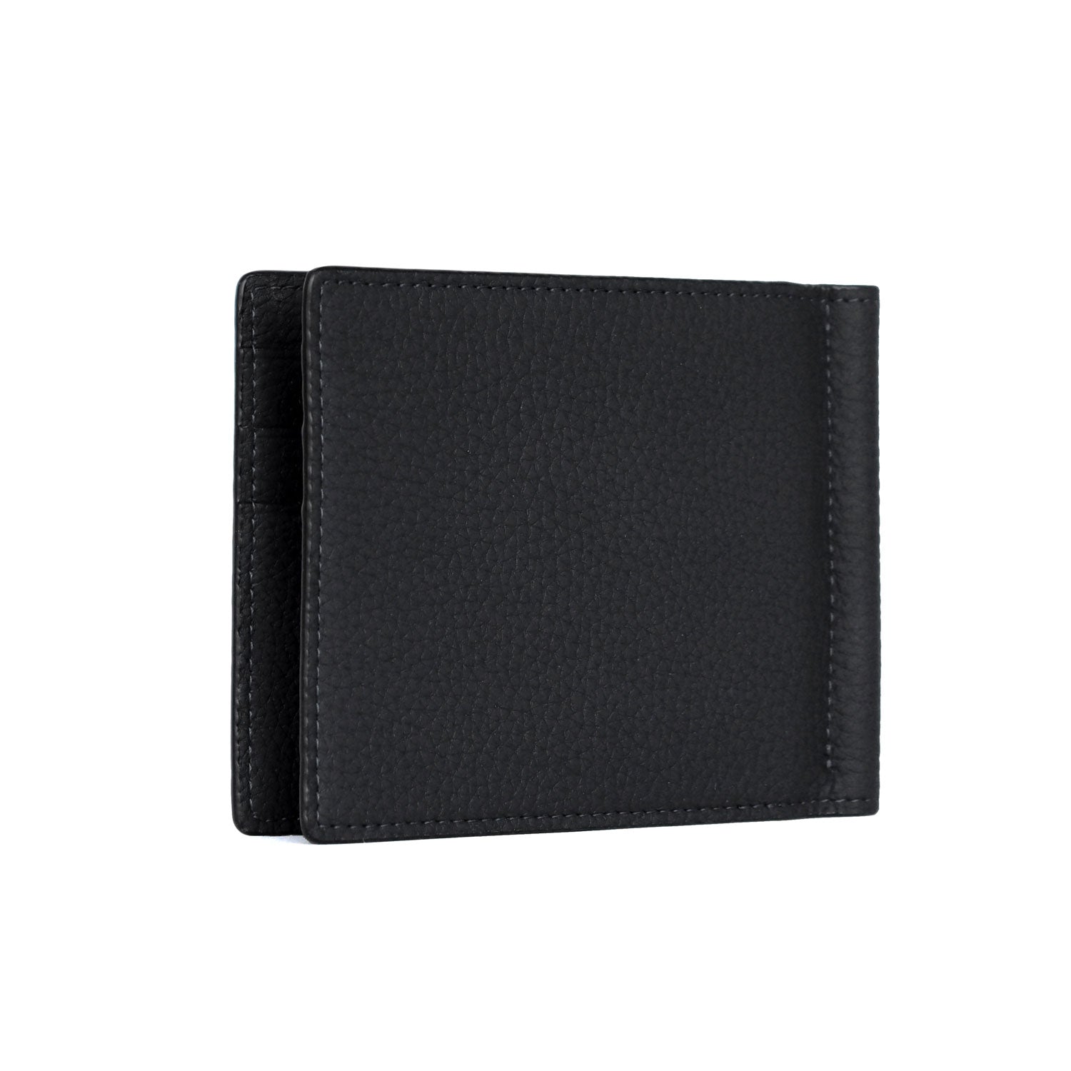 Bi-fold Wallet with Money Clip Shrink Leather (Black)
