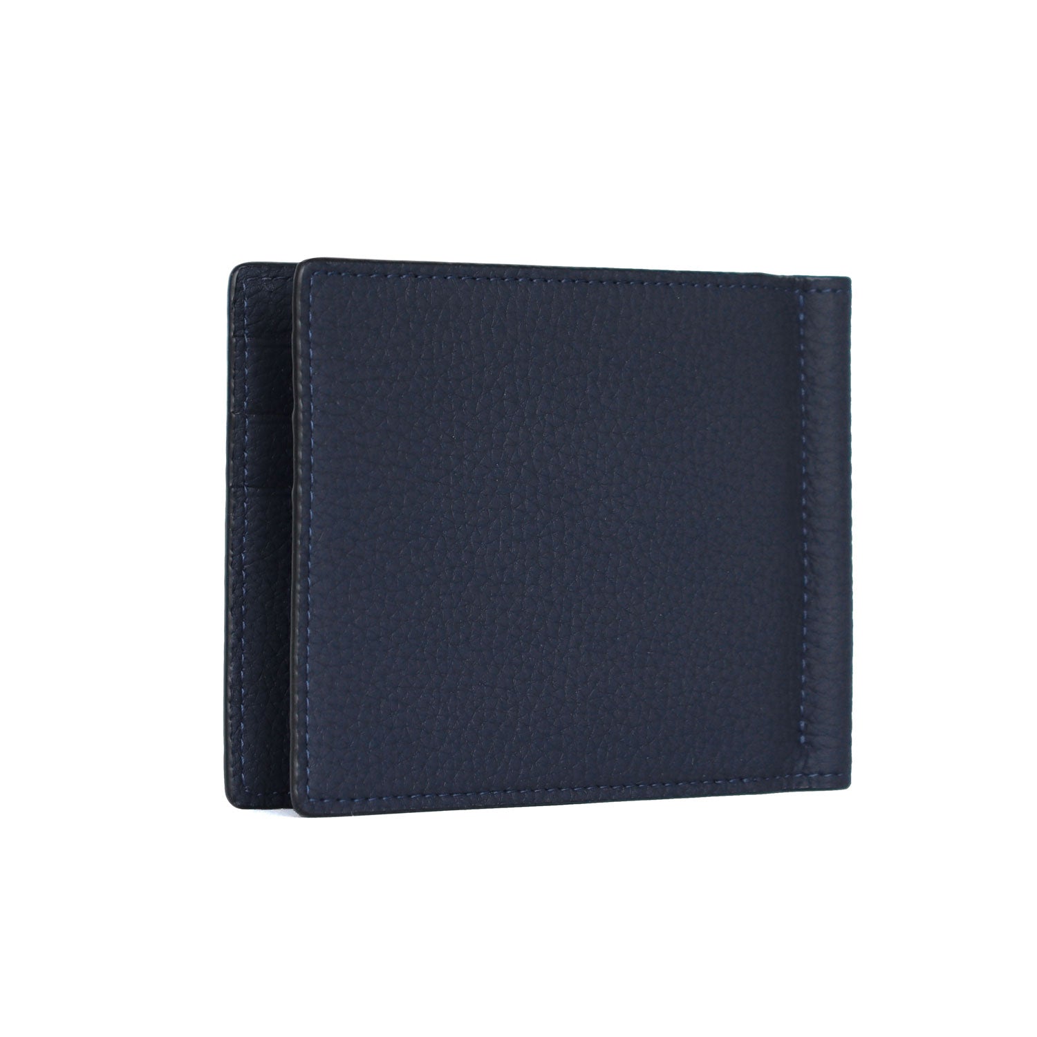 Bi-fold Wallet with Money Clip Shrink Leather (Navy)