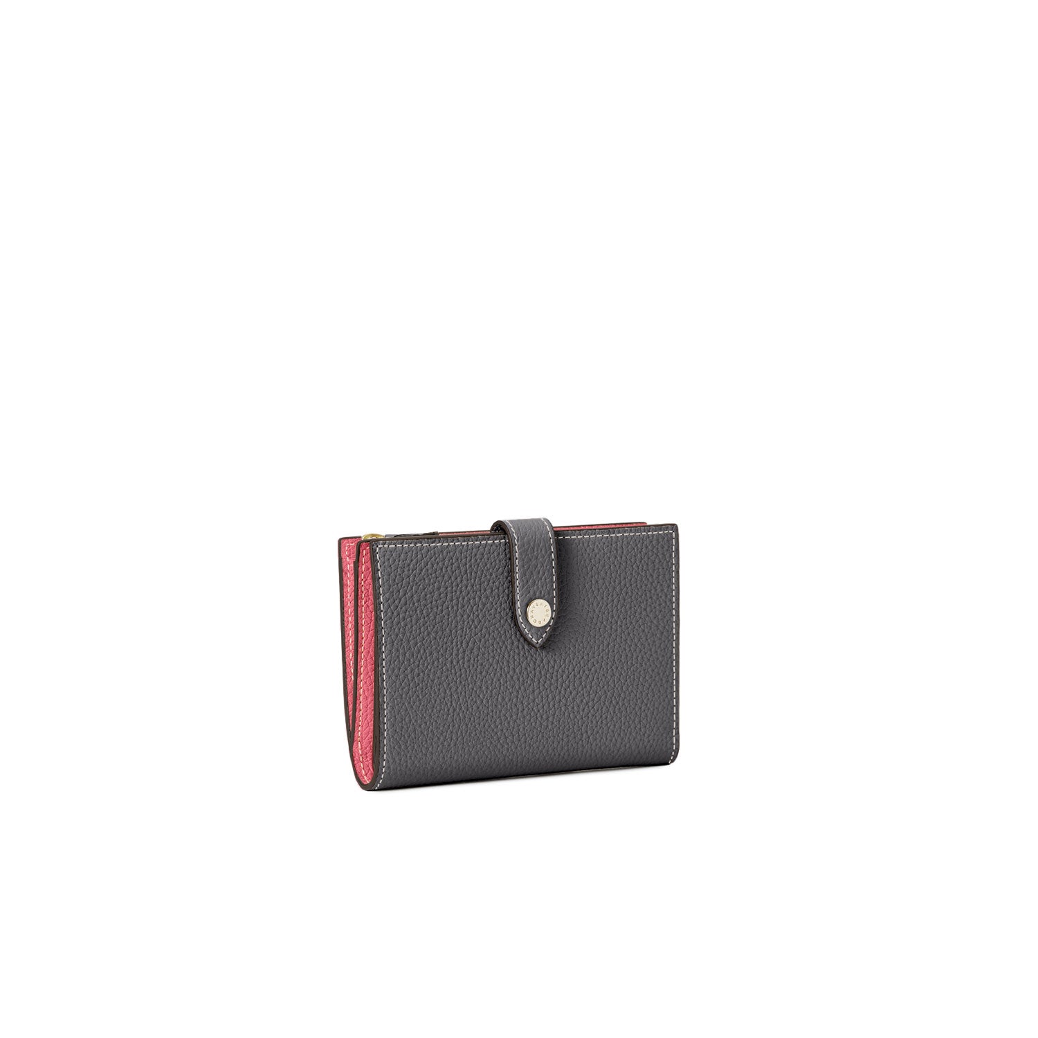 Belted Multi Medium Wallet Shrink Leather (Charcoal Gray × Azalee Pink)