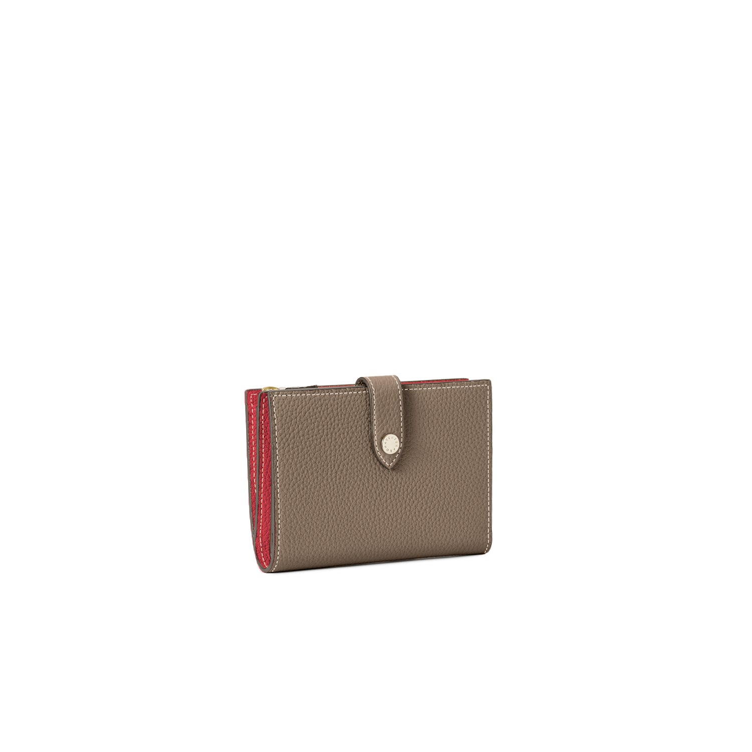 Belted Multi Medium Wallet Shrink Leather (Etoupe × Red)