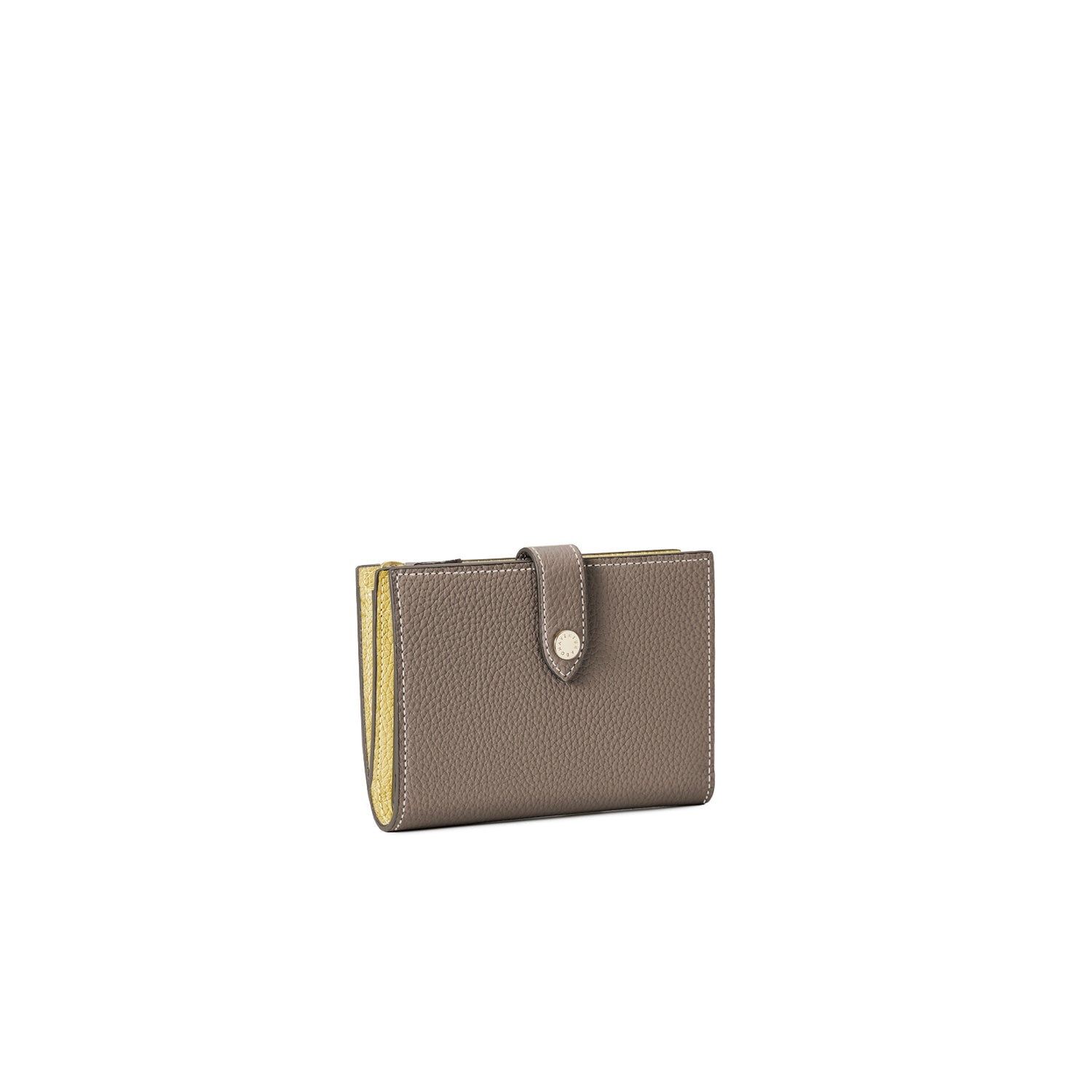 Belted Multi Medium Wallet Shrink Leather (Etoupe × Yellow)