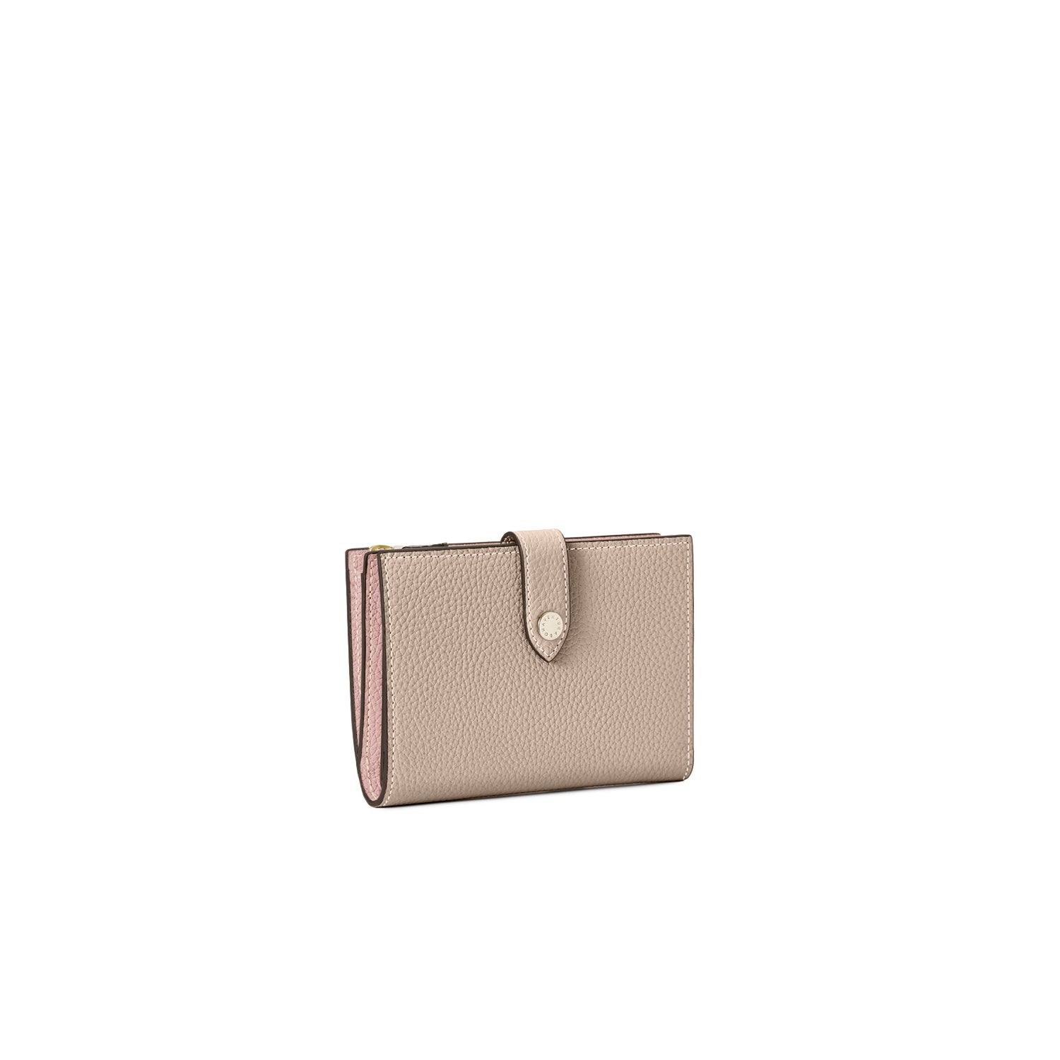 Belted Multi Medium Wallet Shrink Leather (Greige × Sakura Pink)