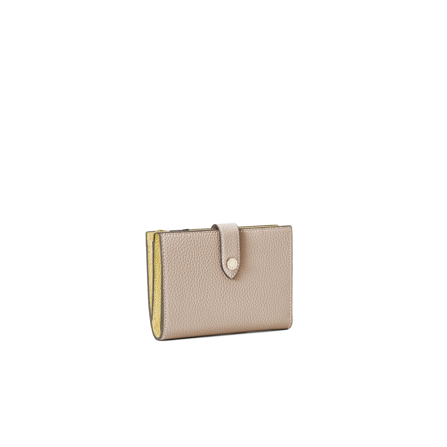 Belted Multi Medium Wallet Shrink Leather (Greige × Yellow)