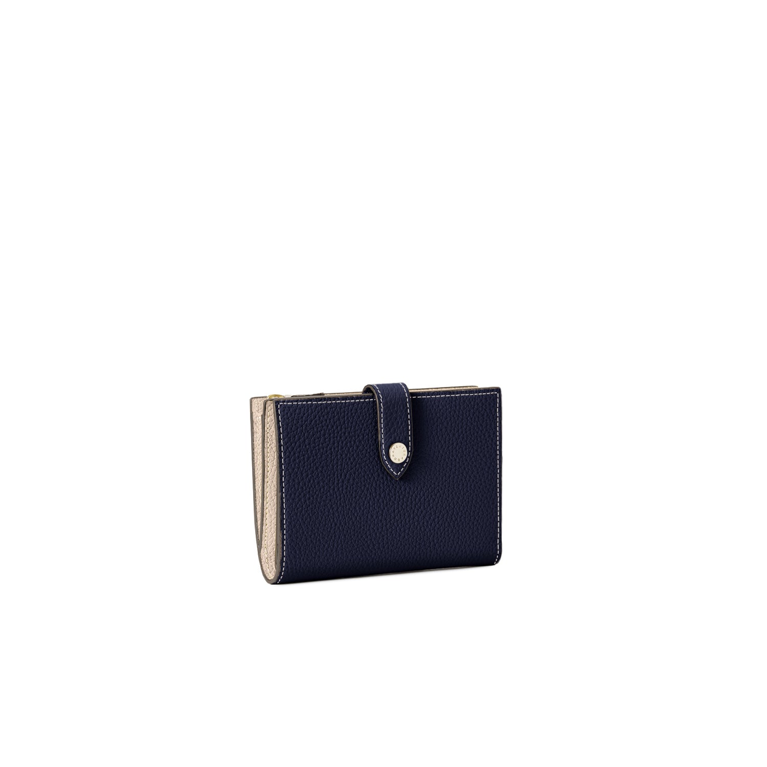 Belted Multi Medium Wallet Shrink Leather (Navy × Greige)
