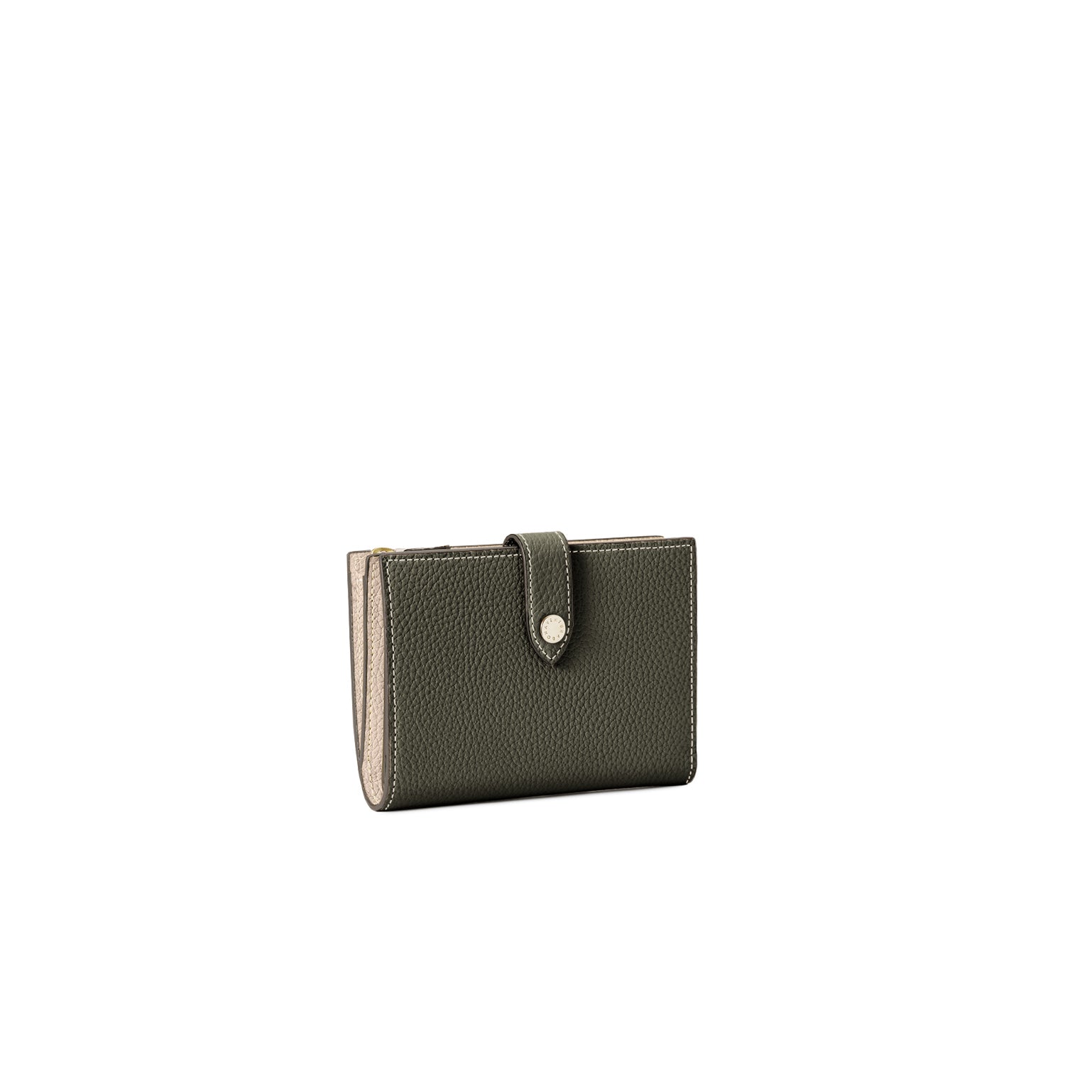 Belted Multi Medium Wallet Shrink Leather (Olive × Greige)