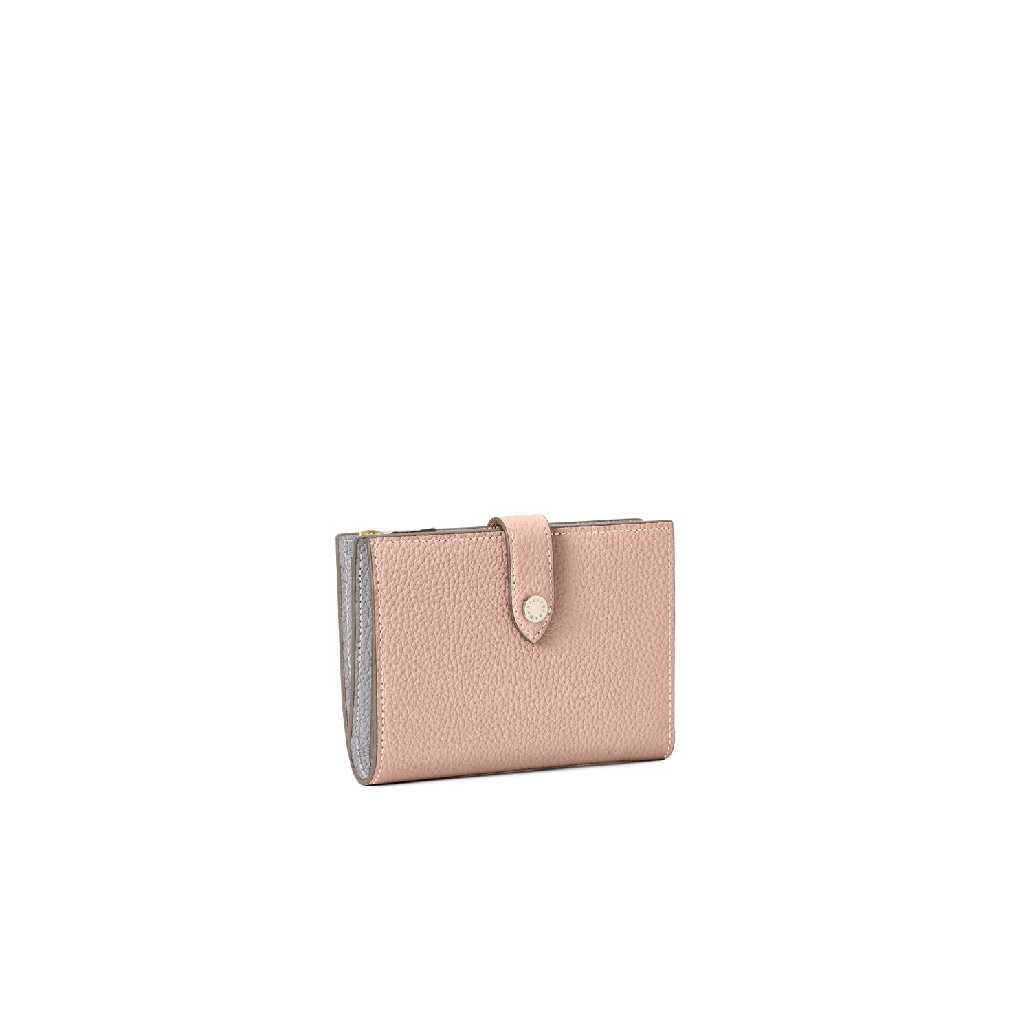 Belted Multi Medium Wallet Shrink Leather (Almond Pink × True Gray (Etoupe edge paint))
