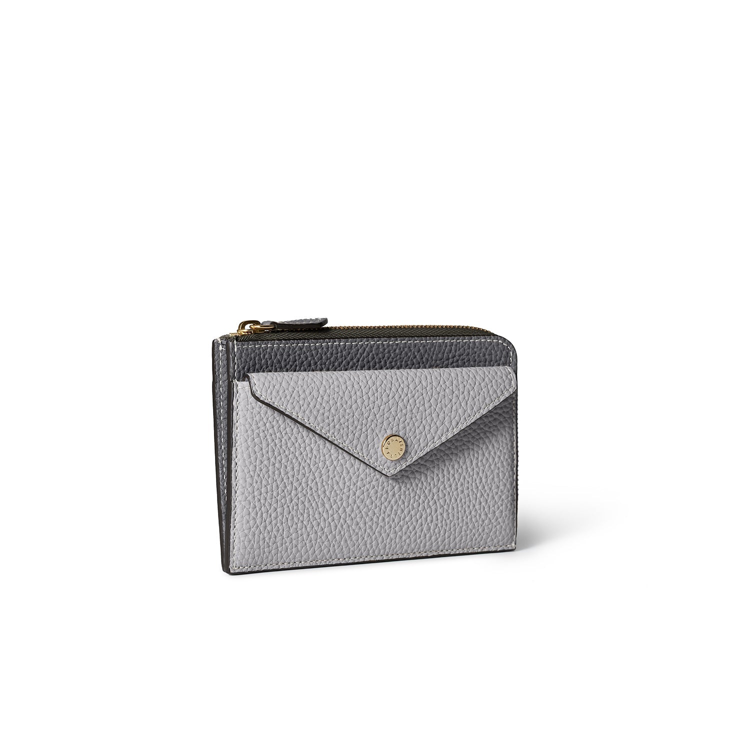 Envelope Zip Wallet Shrink Leather (Charcoal Gray × True Gray)