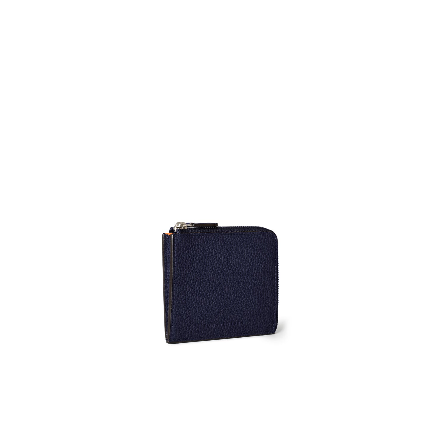 L-Zip Wallet Shrink Leather (Navy × Orange)