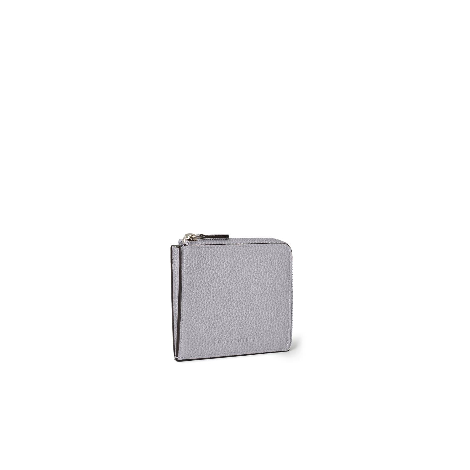 L-Zip Wallet Shrink Leather (True Gray × Charcoal Gray)