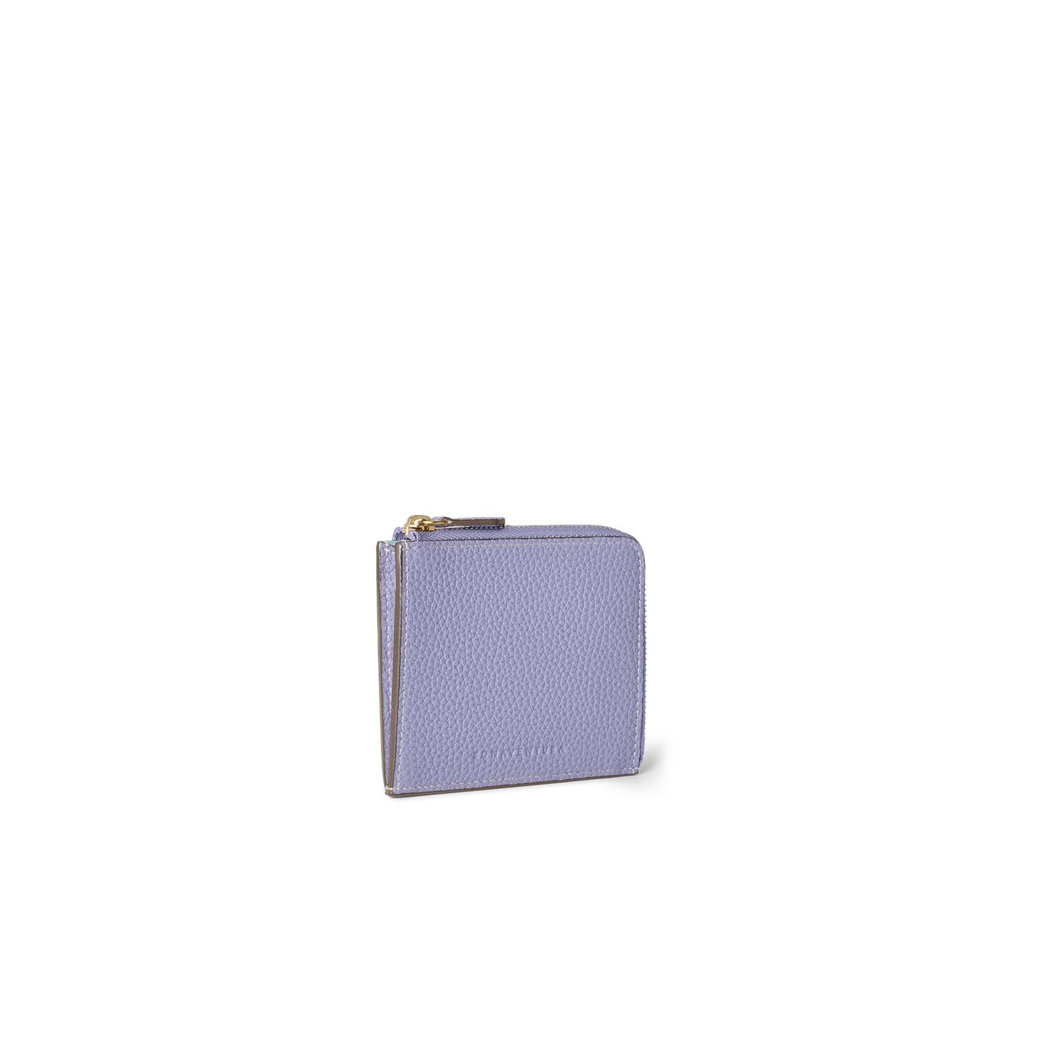 L-Zip Wallet Shrink Leather (Wisteria Purple × Ice Blue (Etoupe edge paint))