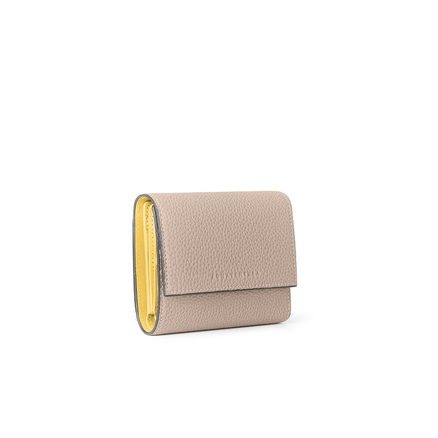 Flap Small Wallet Bottalato Leather (Greige × Yellow)