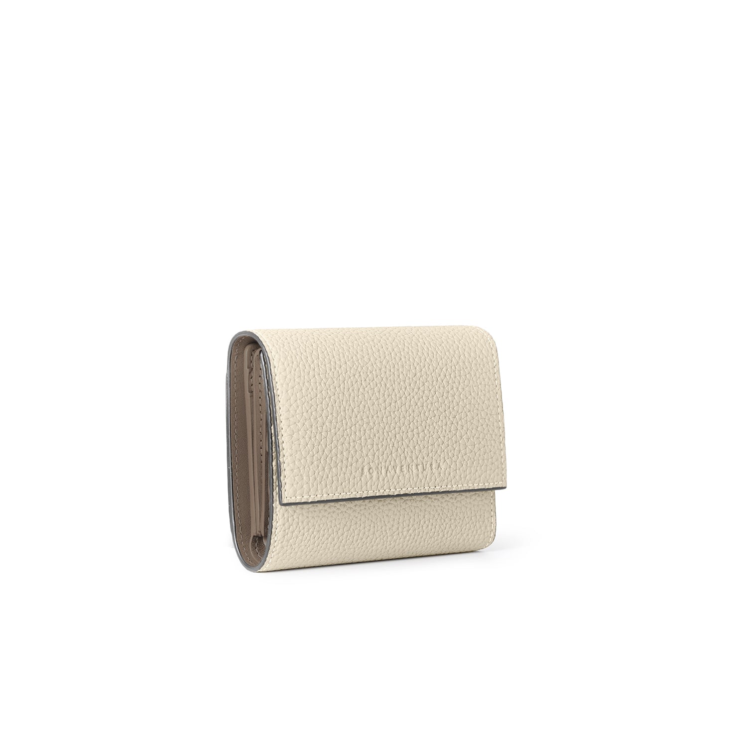 Flap Small Wallet Bottalato Leather (Ivory × Etoupe)