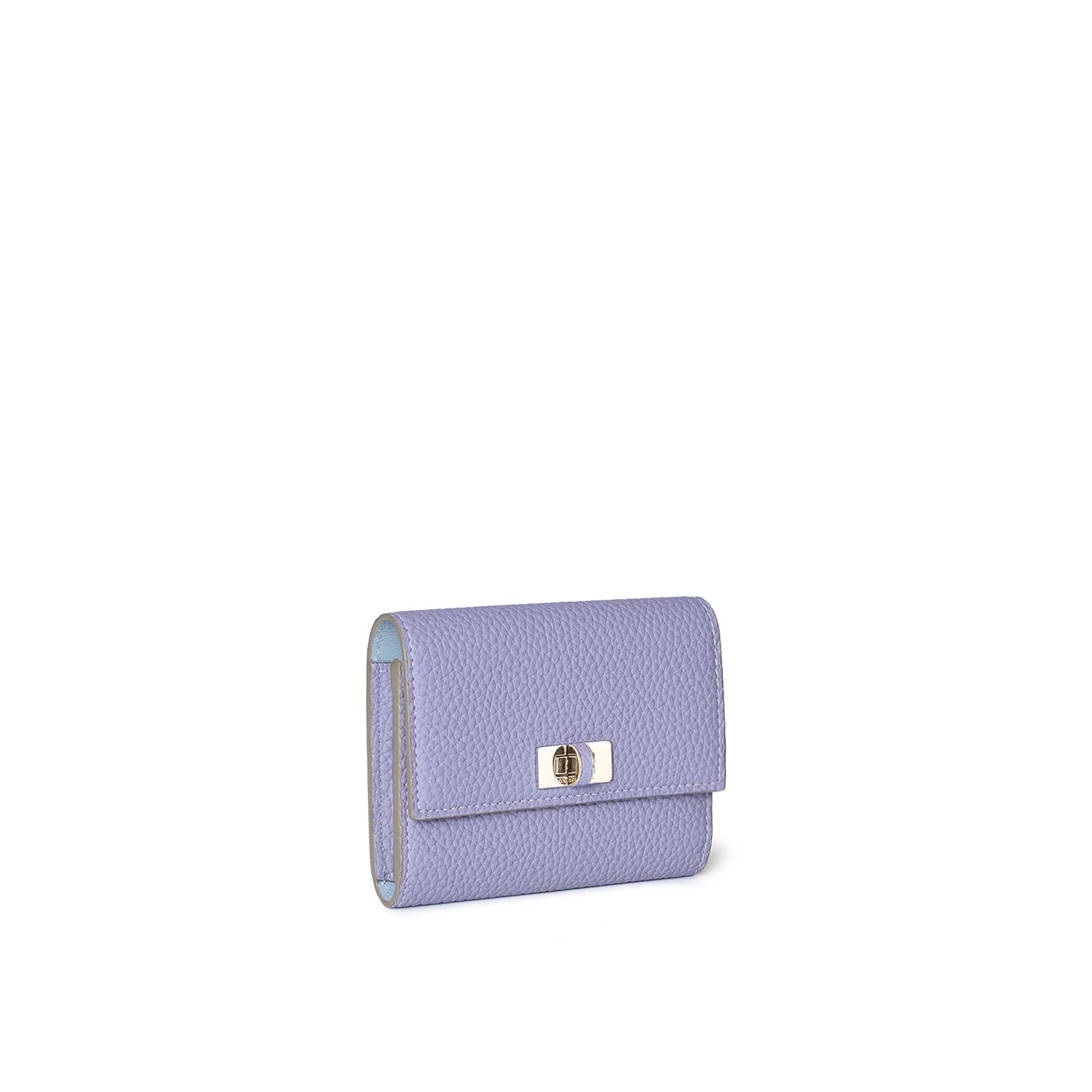 Vittoria Compact Wallet Shrink Leather (Wisteria Purple × Ice Blue (Etoupe edge paint))