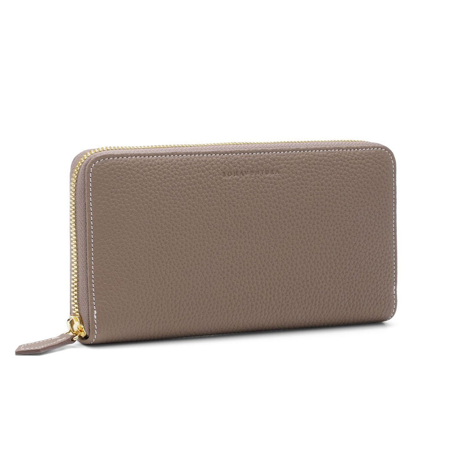 Long Zip Wallet Shrink Leather (Etoupe × Yellow)