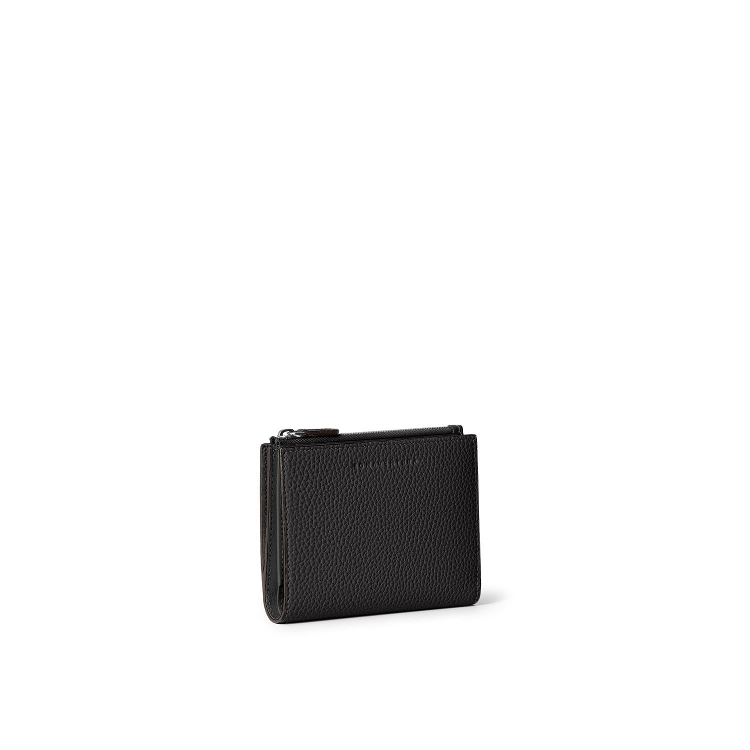 Bi-fold Slim Wallet Shrink Leather (Black)