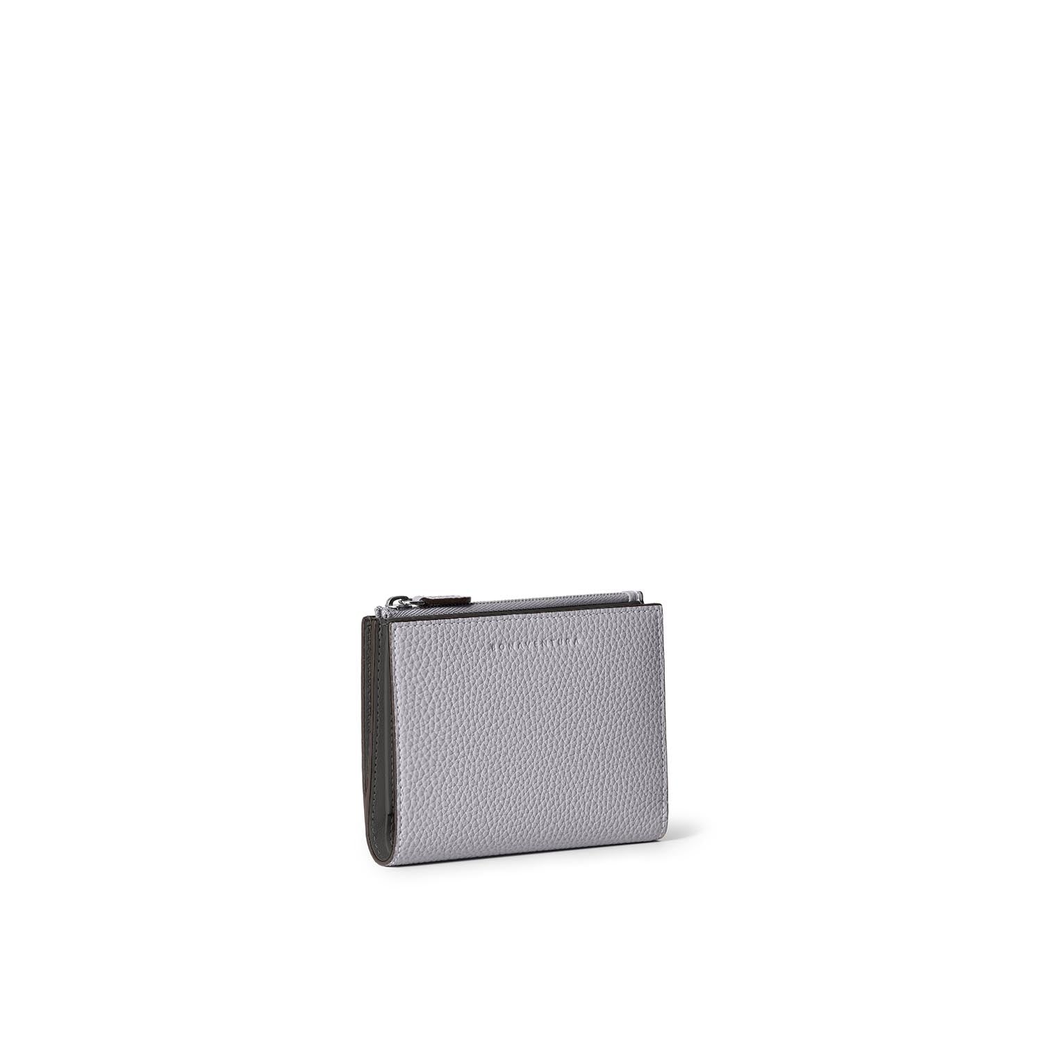 Bi-fold Slim Wallet Shrink Leather (True Gray × Charcoal Gray)