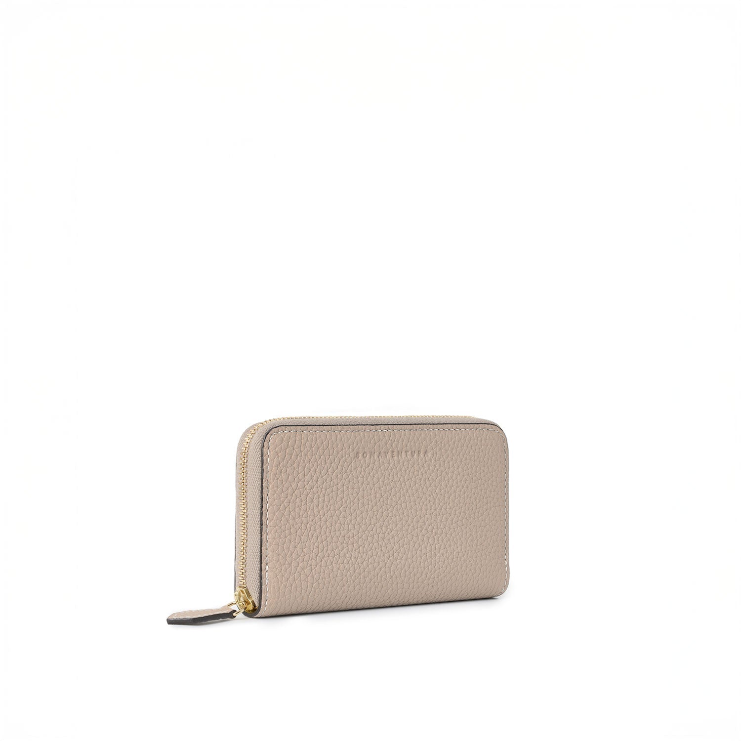 Compact Wallet Shrink Leather (Greige × Baby Pink)