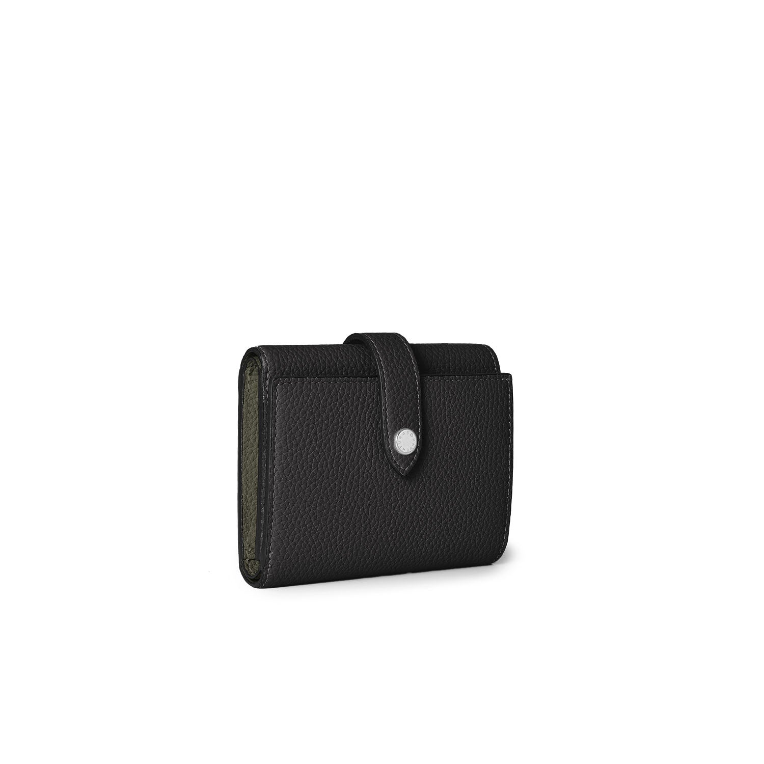 Belted Tri-fold Wallet Shrink Leather (Black × Olive)