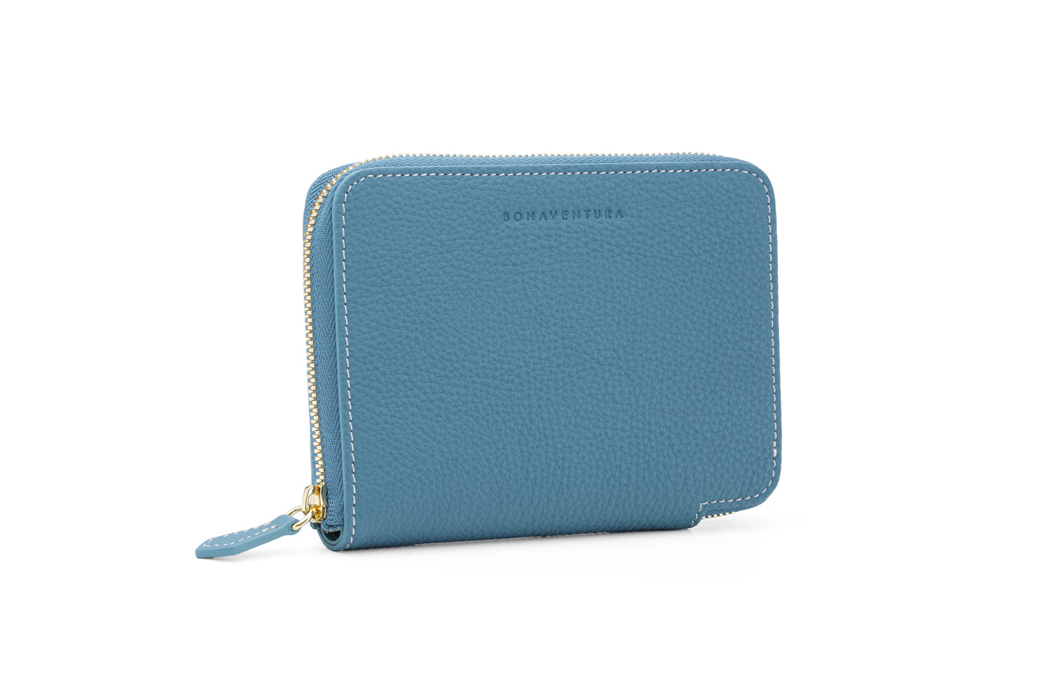 Medium Zip Wallet Shrink Leather (Blue Cyan)