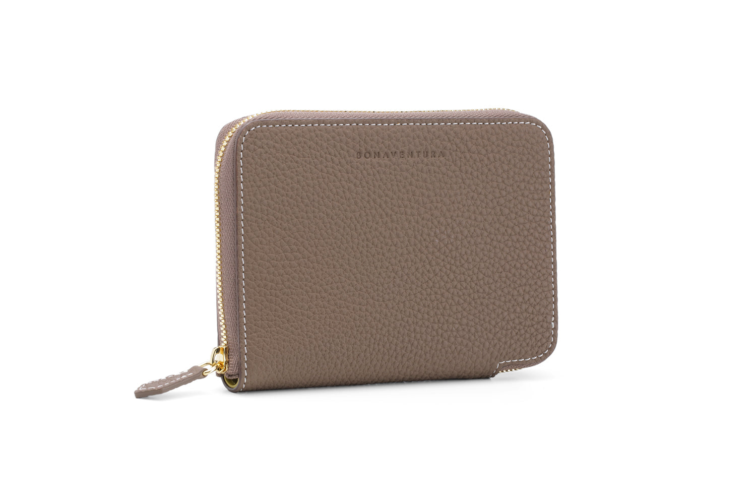 Medium Zip Wallet Shrink Leather (Etoupe × Yellow)