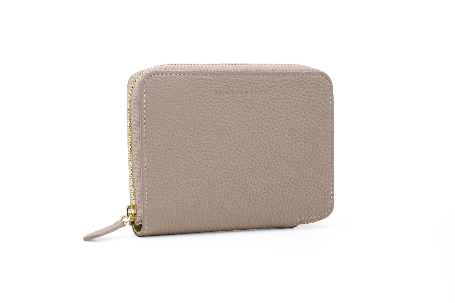 Medium Zip Wallet Shrink Leather (Greige × Yellow)