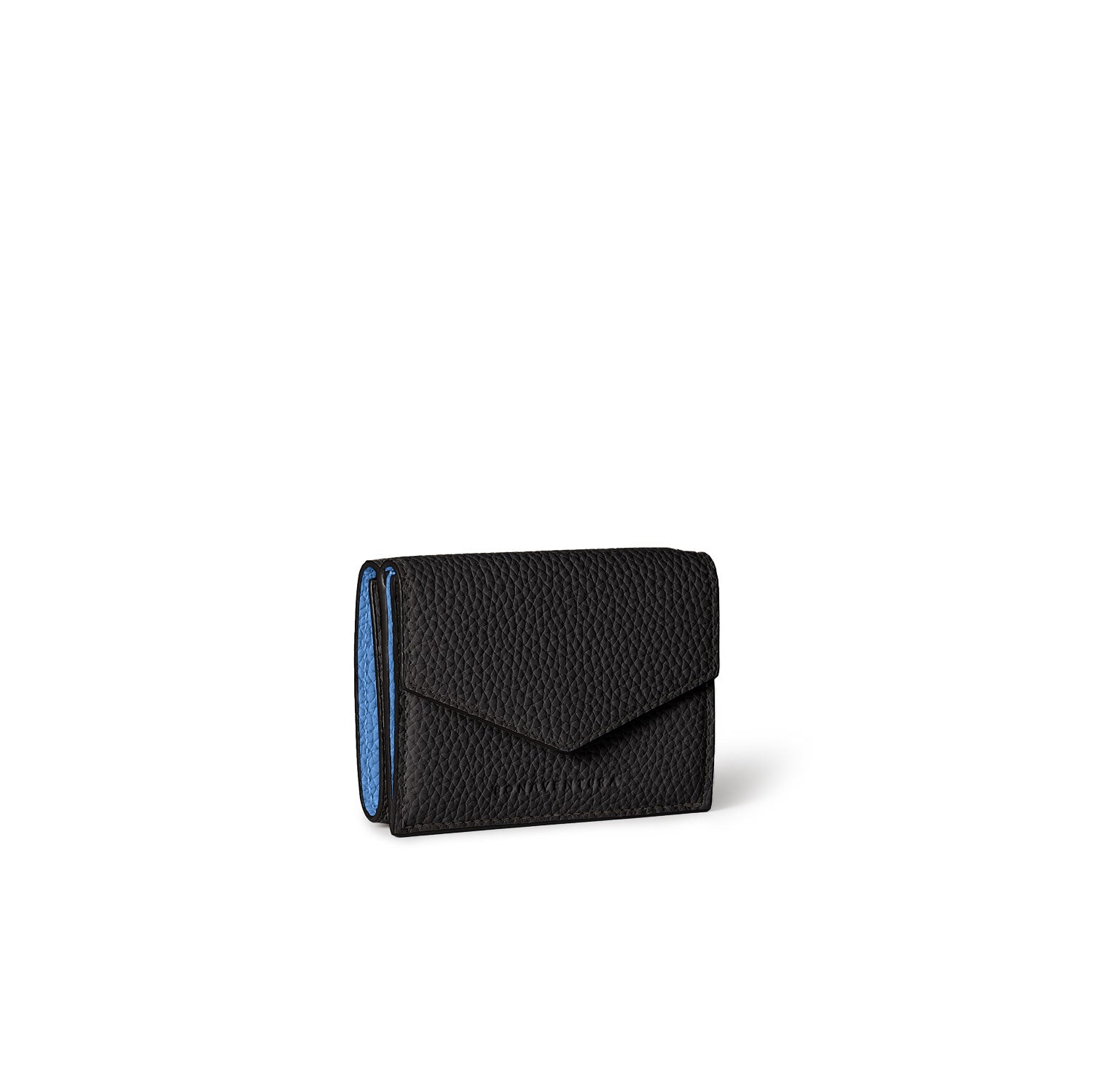 SAVOIA × BONAVENTURA Small Wallet All Shrink Leather (Black × Savoia Blue)