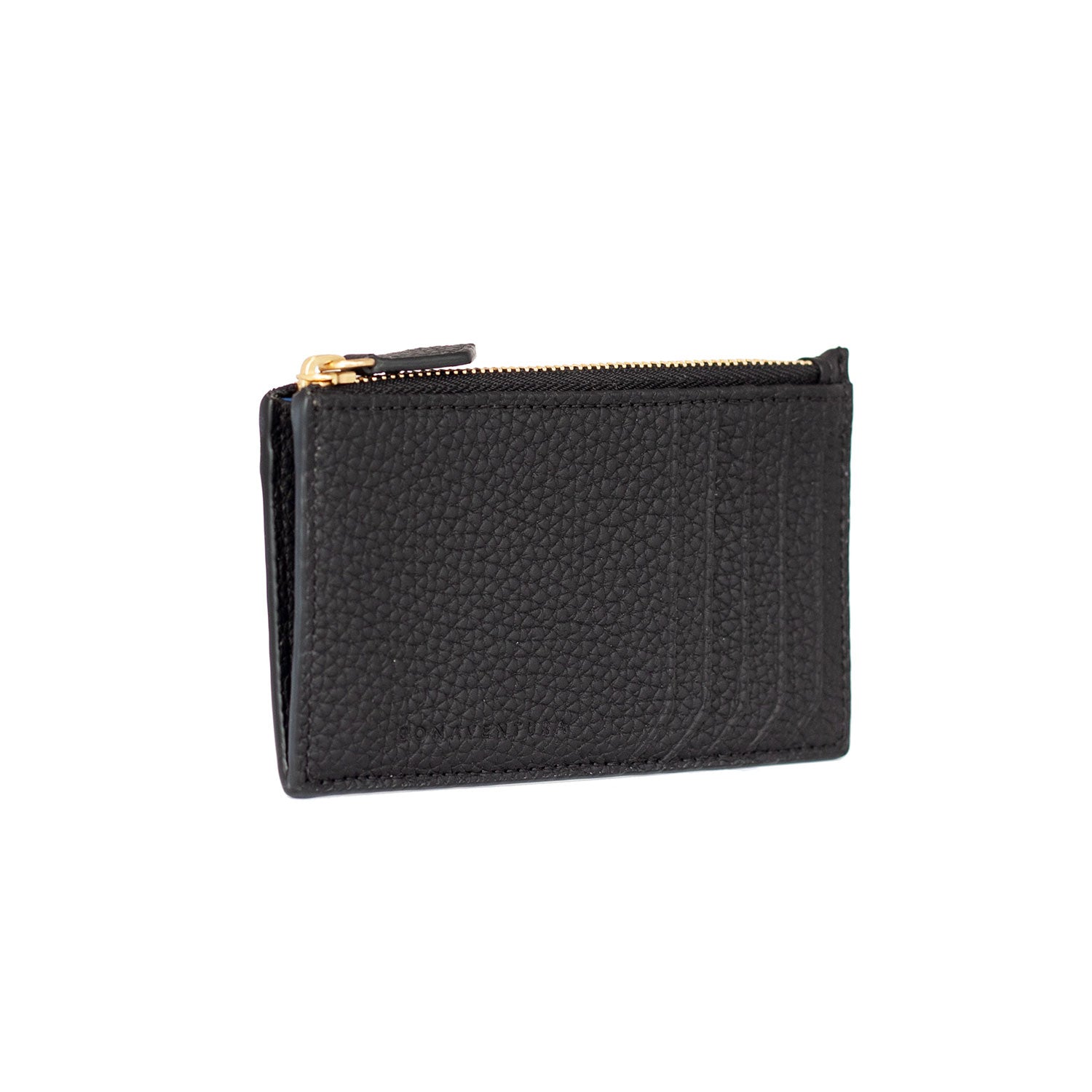 Mini Zip Wallet Shrink Leather (Black × Royal Blue)